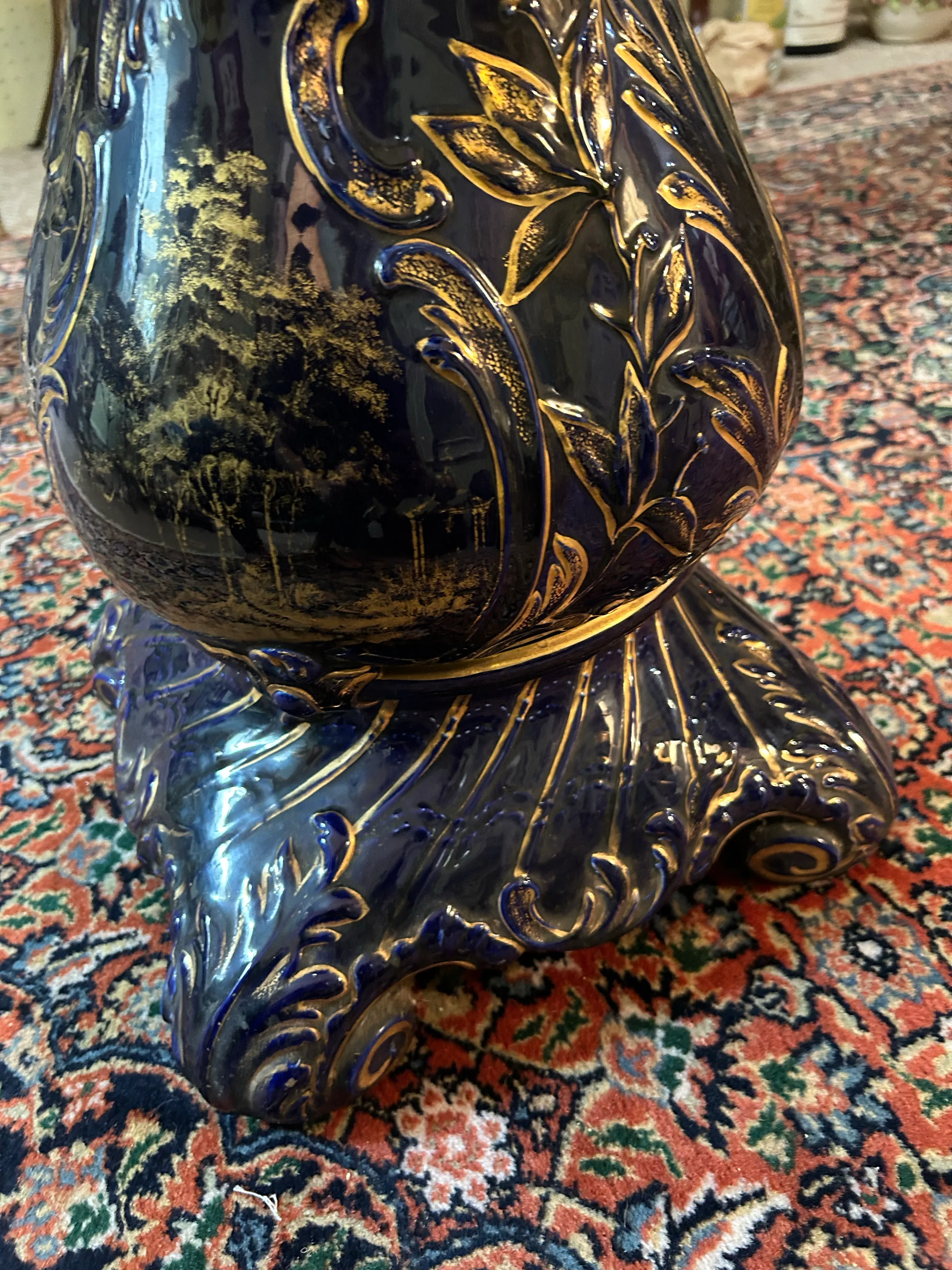 リョービ　ワンダーカーボ　船マルイカ　２７０ Late 19th Century Rorstrand Sweden Cobalt Blue Majolica Pedestal