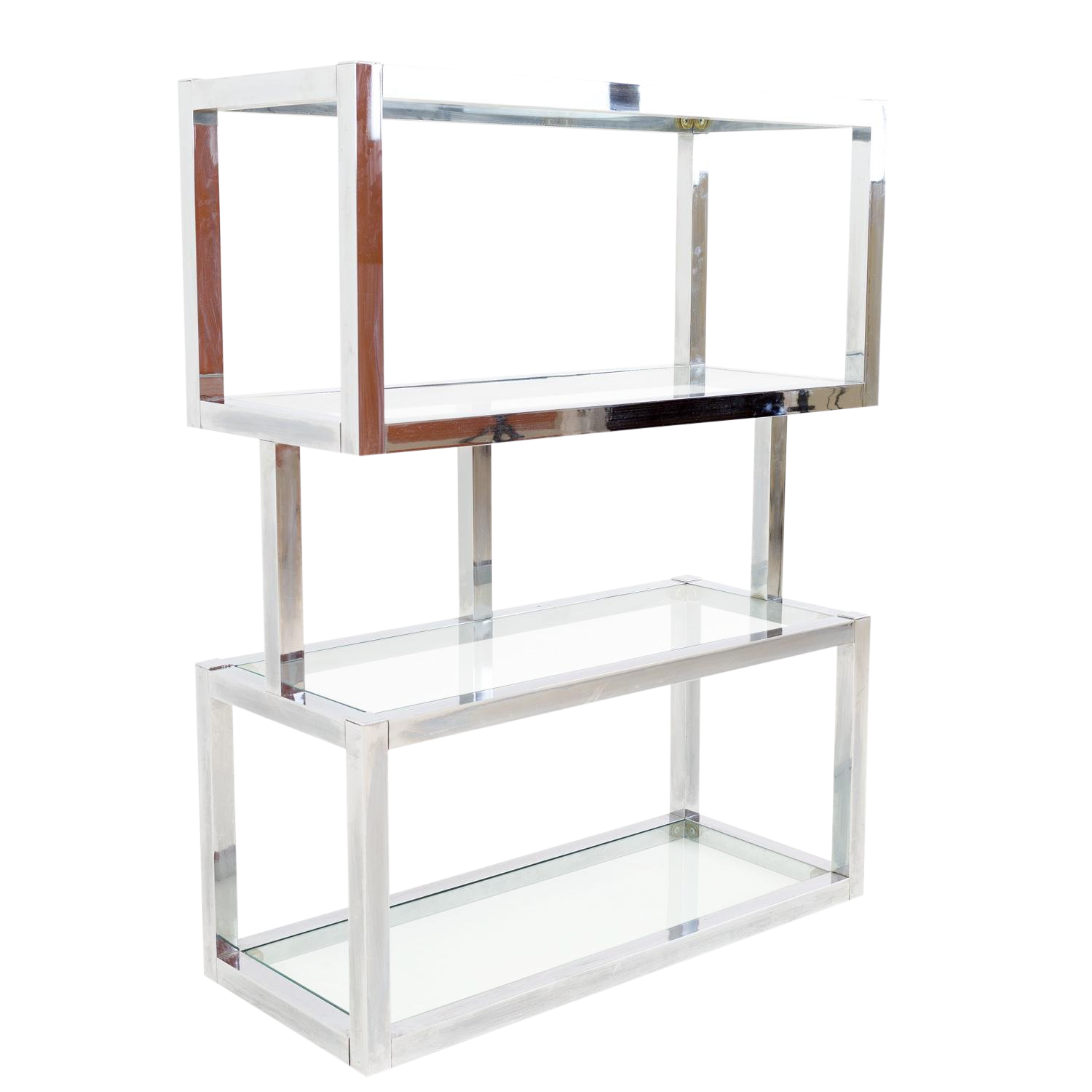MidCentury Modern Chrome and Glass Shelf Etagere Chairish