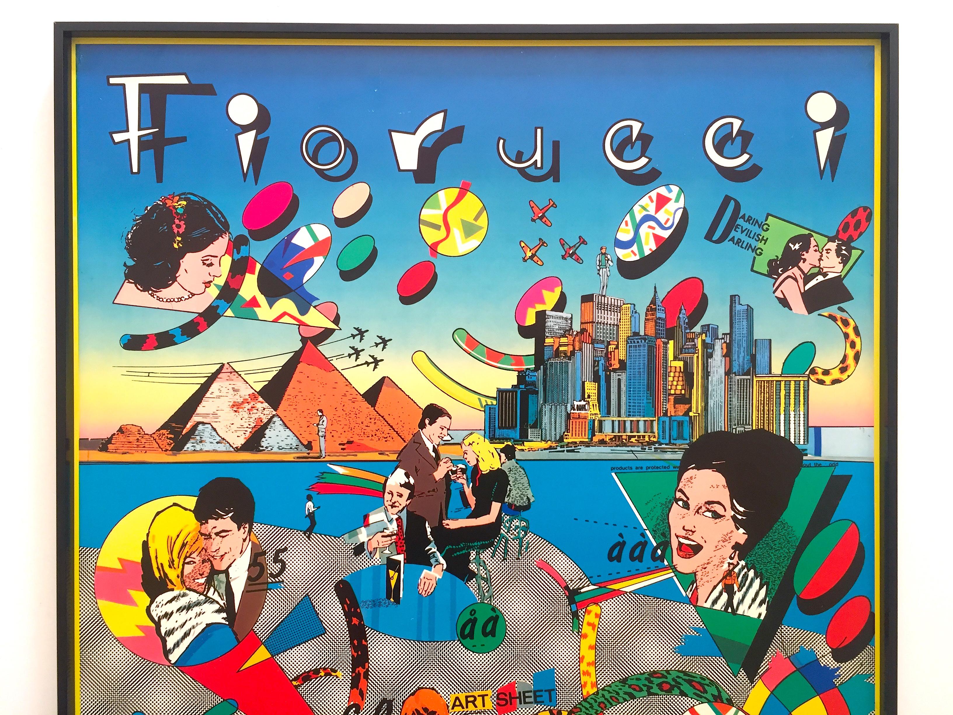 Fiorucci Vintage 1980 Post Modern Memphis Framed New Wave