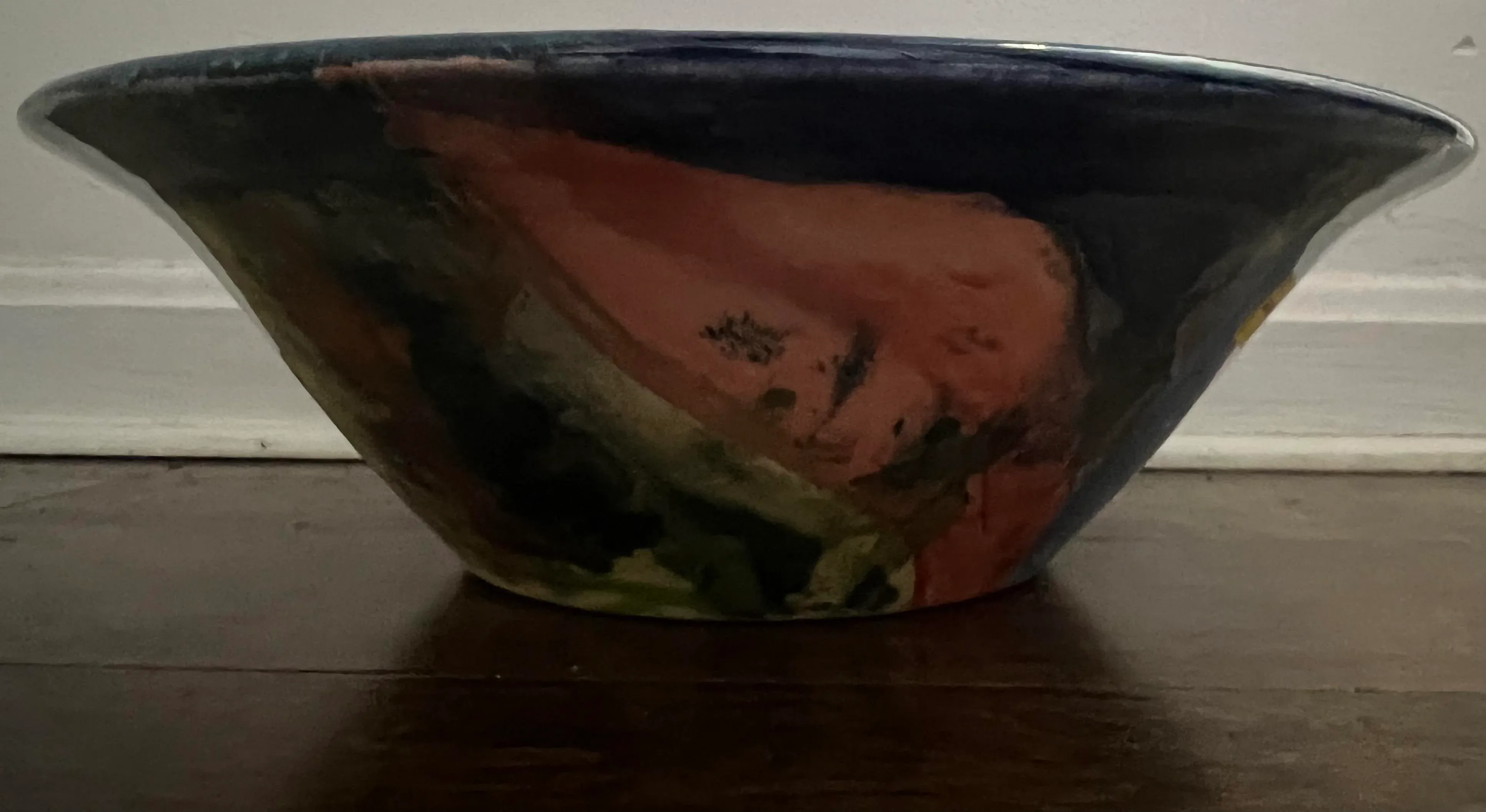 Late 20th Century Large Multi-Colored Decorative Bowl Signed by Abstract Artist Diana Ged