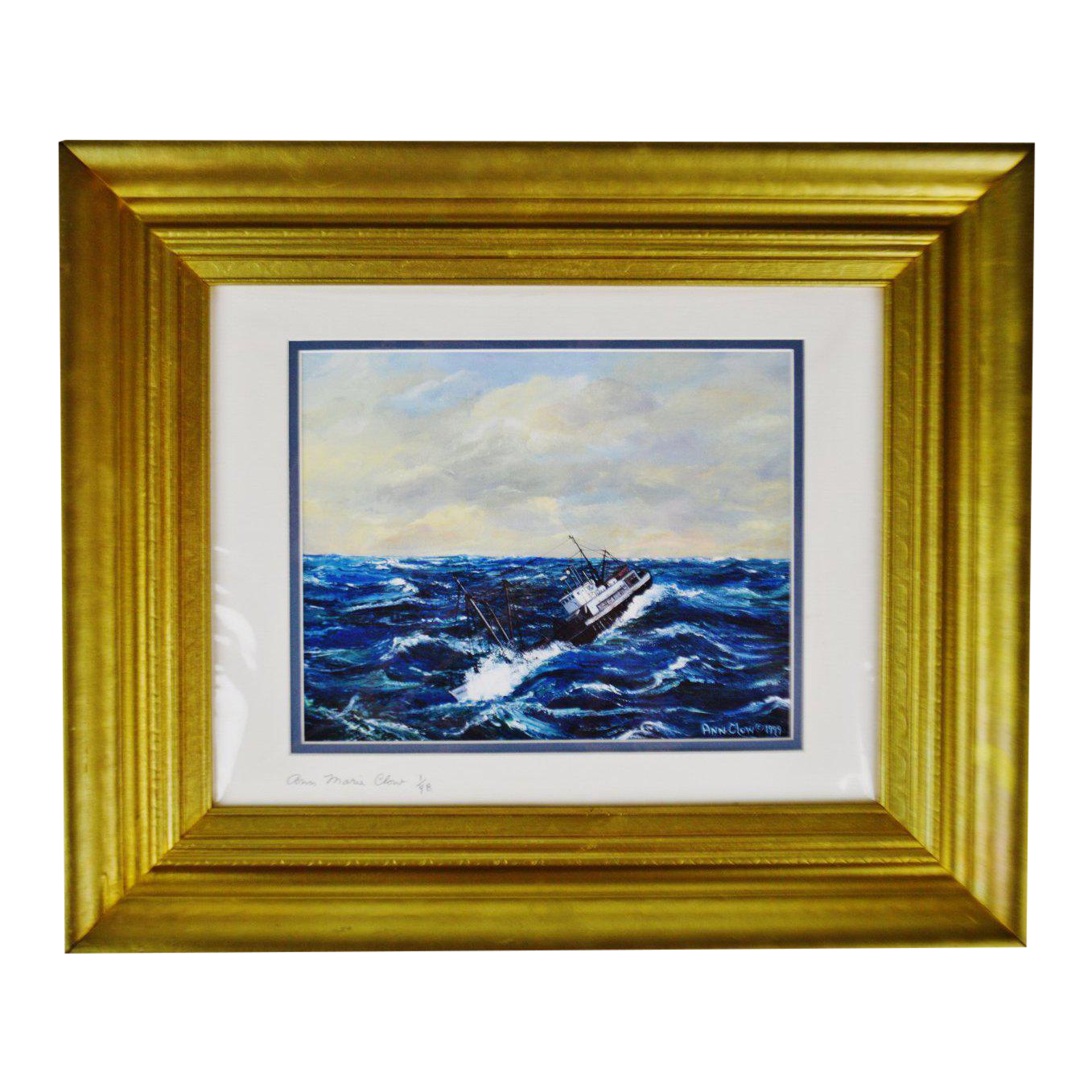 Vintage Framed Nova Scotia Seascape Lithograph Artist Signed Chairish