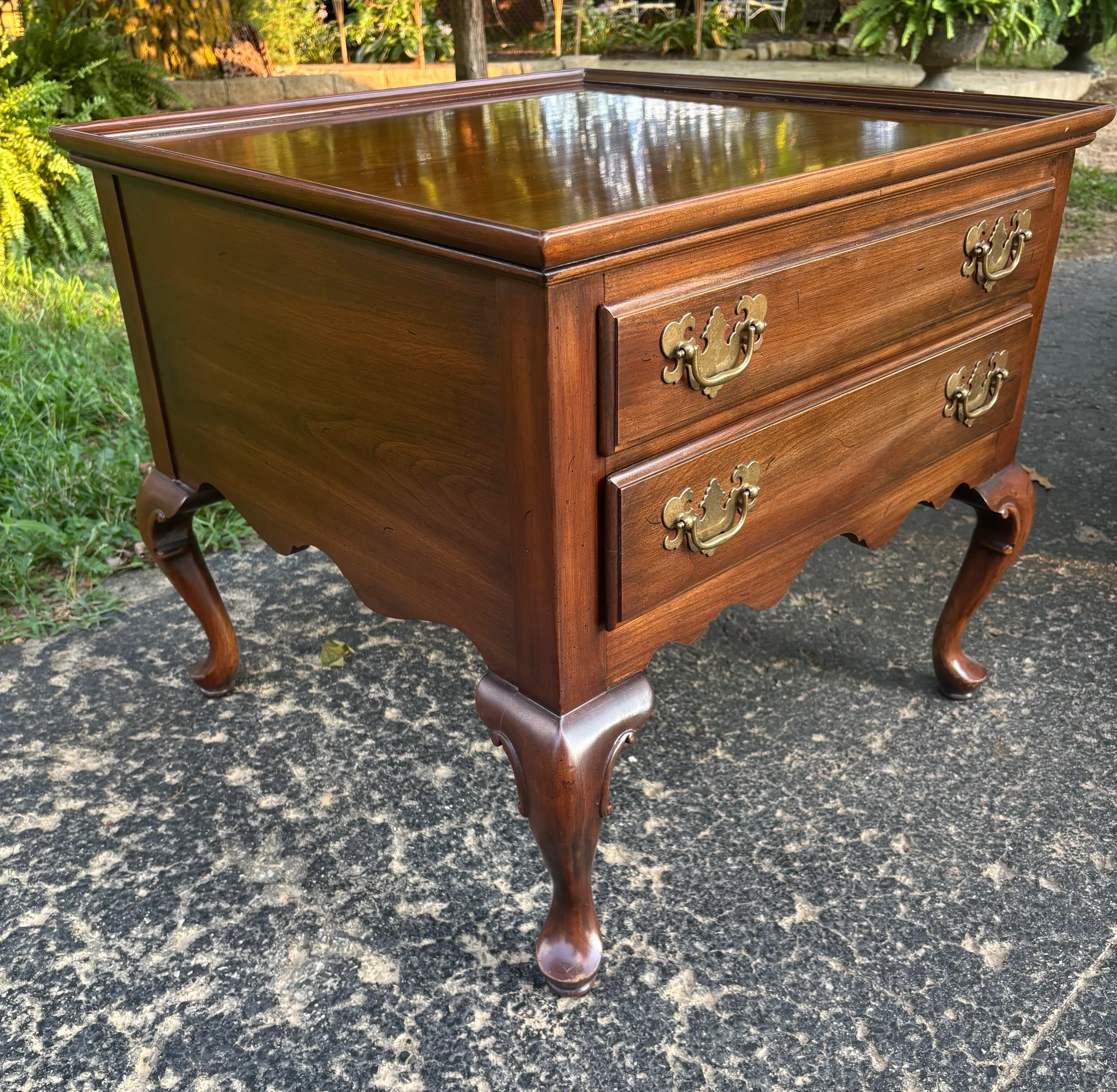1970s Ethan Allen Georgian Court Cherry 2 Drawer Nightstand With