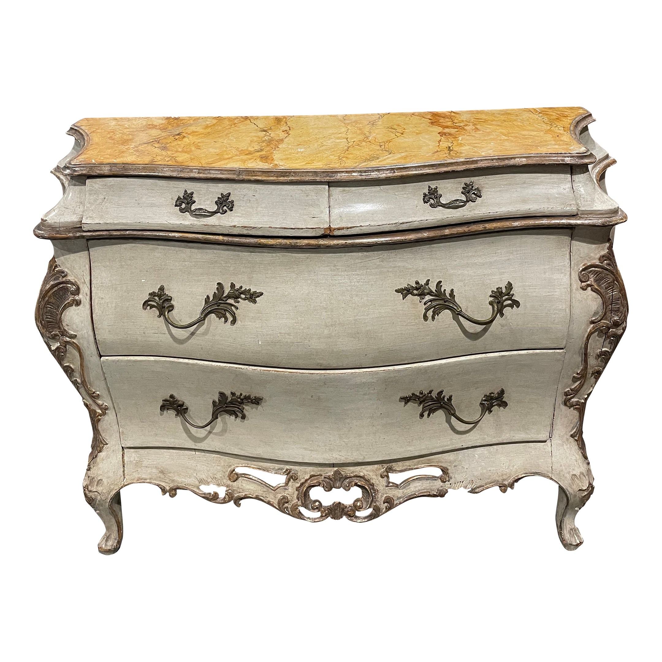 Antique French Provincial Painted Bombe Chest With Faux Marble Top2011 Large Abstract Expressionism Oil Painting