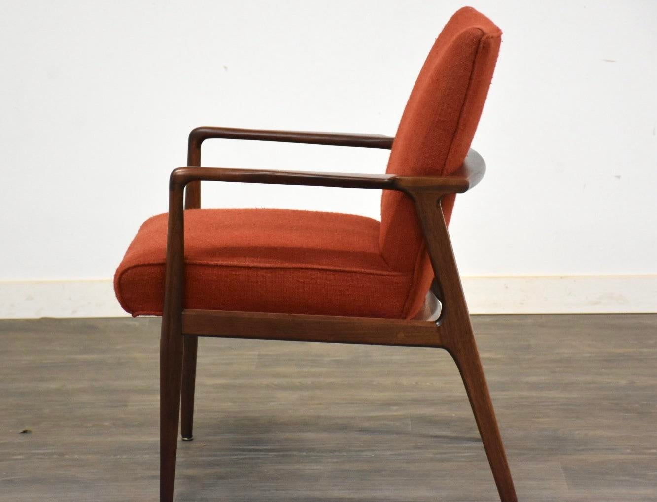 1960s Stow Davis Walnut and Red Lounge Chair Chairish