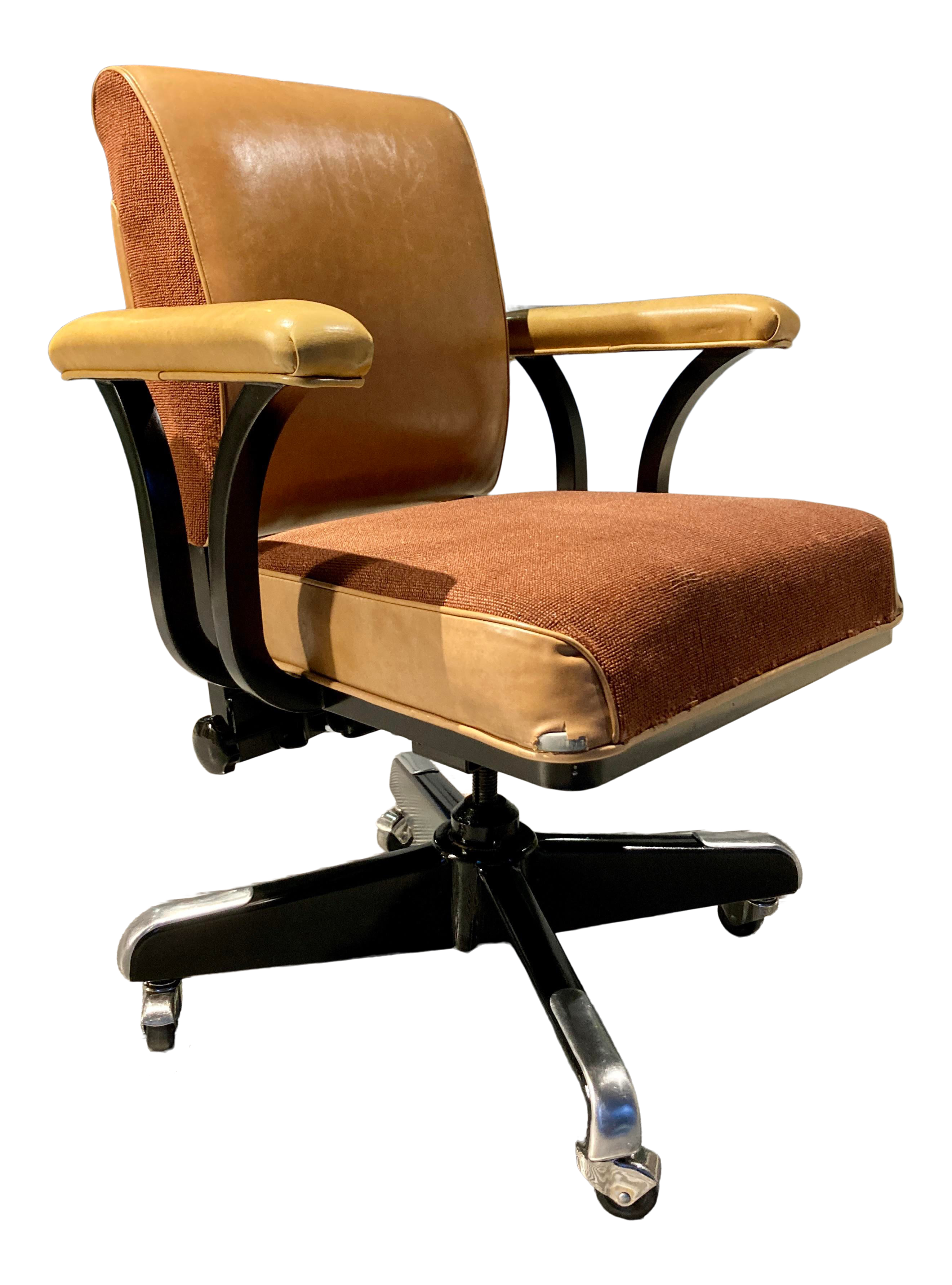 Steelcase Industrial Tanker Chair in Black Lacquer Chrome
