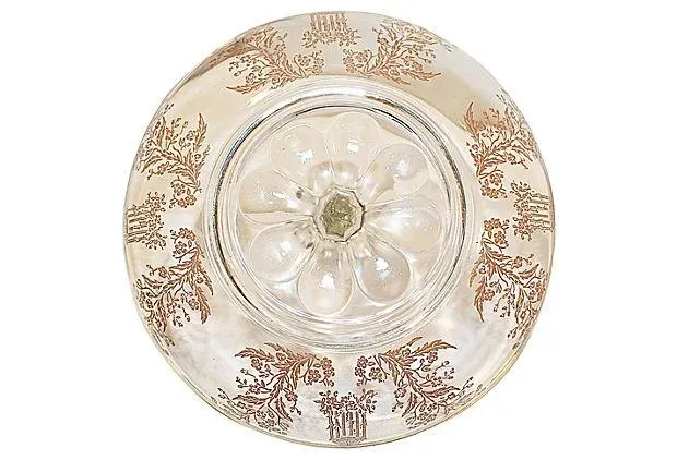 Etched Gilt Glass Swan Bowl