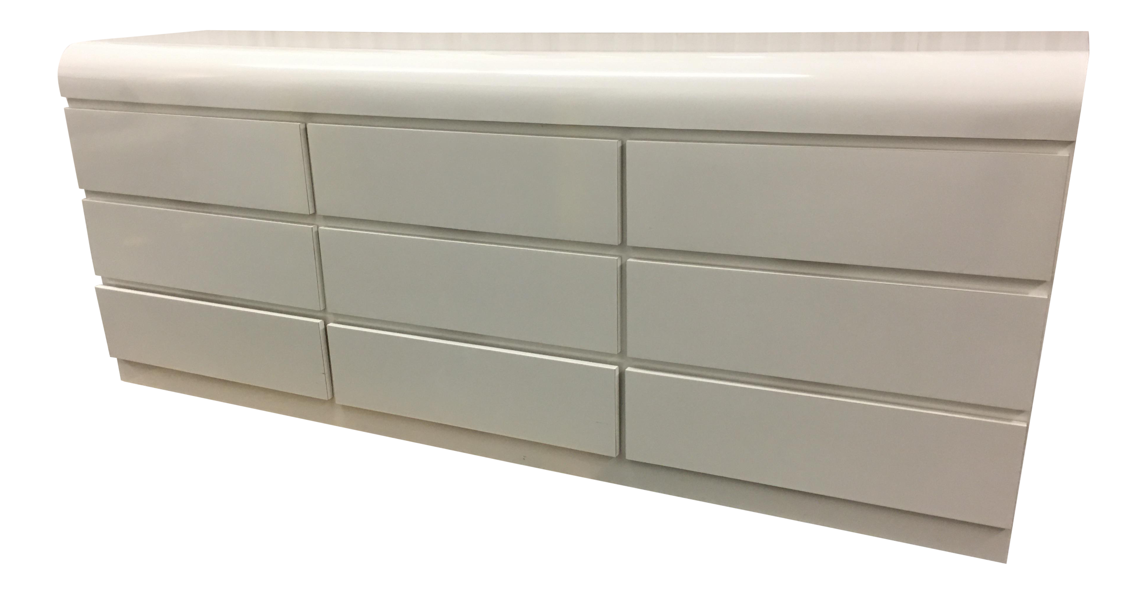 1980s Brazilian Curved Top Postmodern White Laminate Dresser