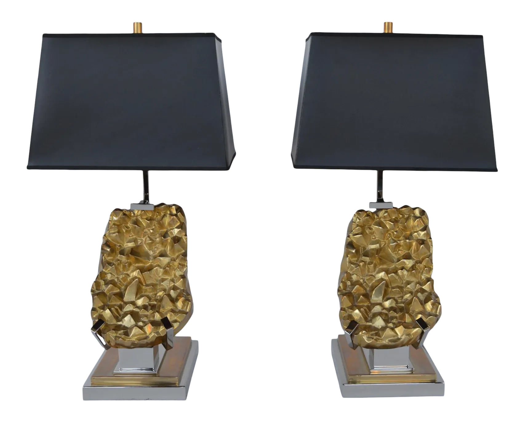 Table Lamps With Brass Chrome With Black Shade, 2000 a Pair Chairish