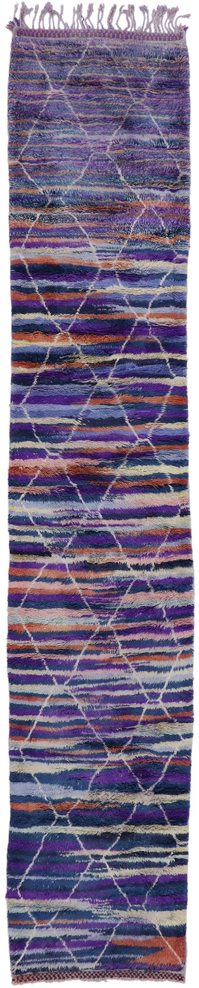 Berber Moroccan Runner Rug Inspired by Sol LeWitt - 02\'07 X 13\'05