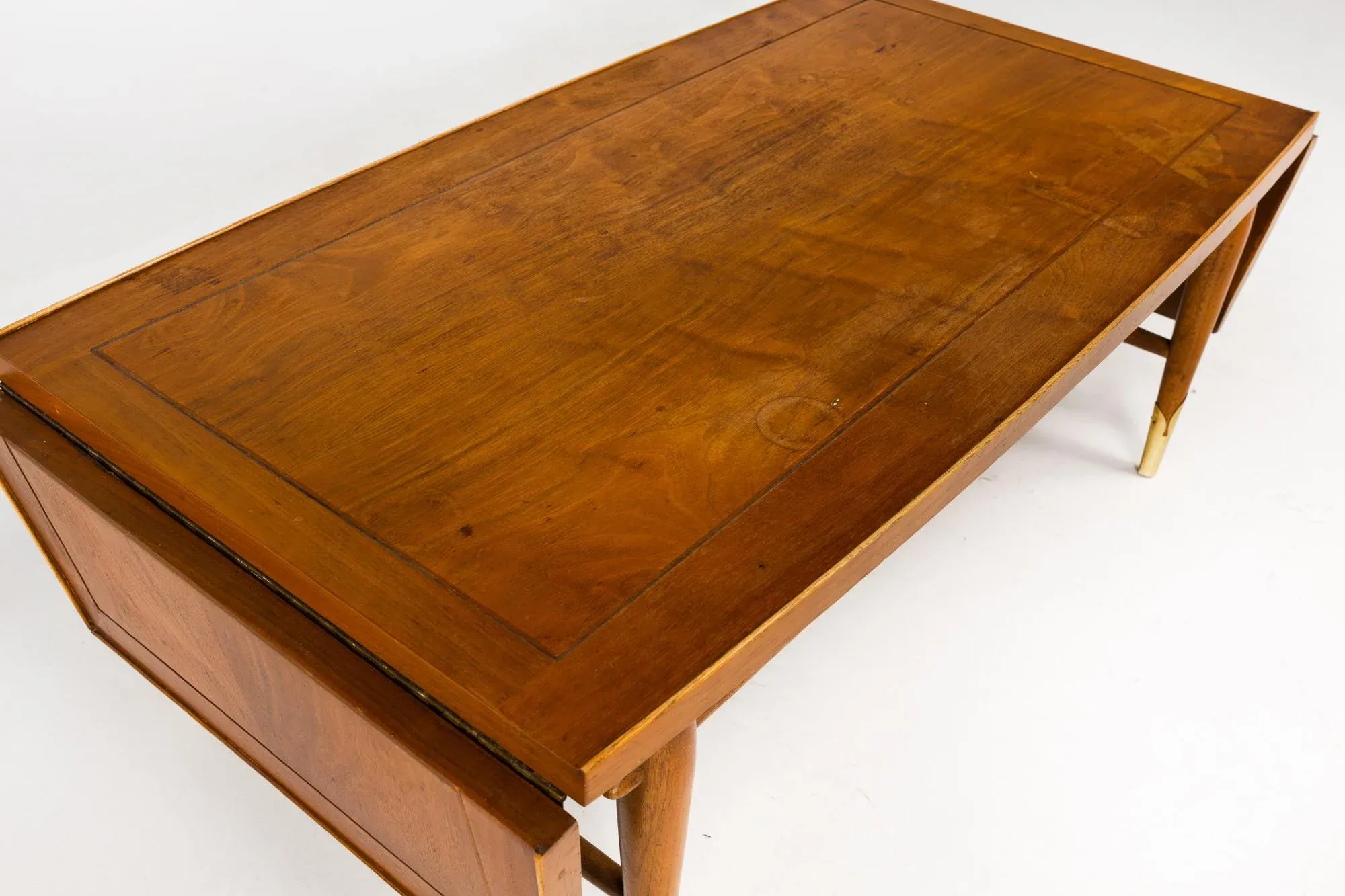 Lane Copenhagen Mid Century Walnut and Brass Drop Leaf