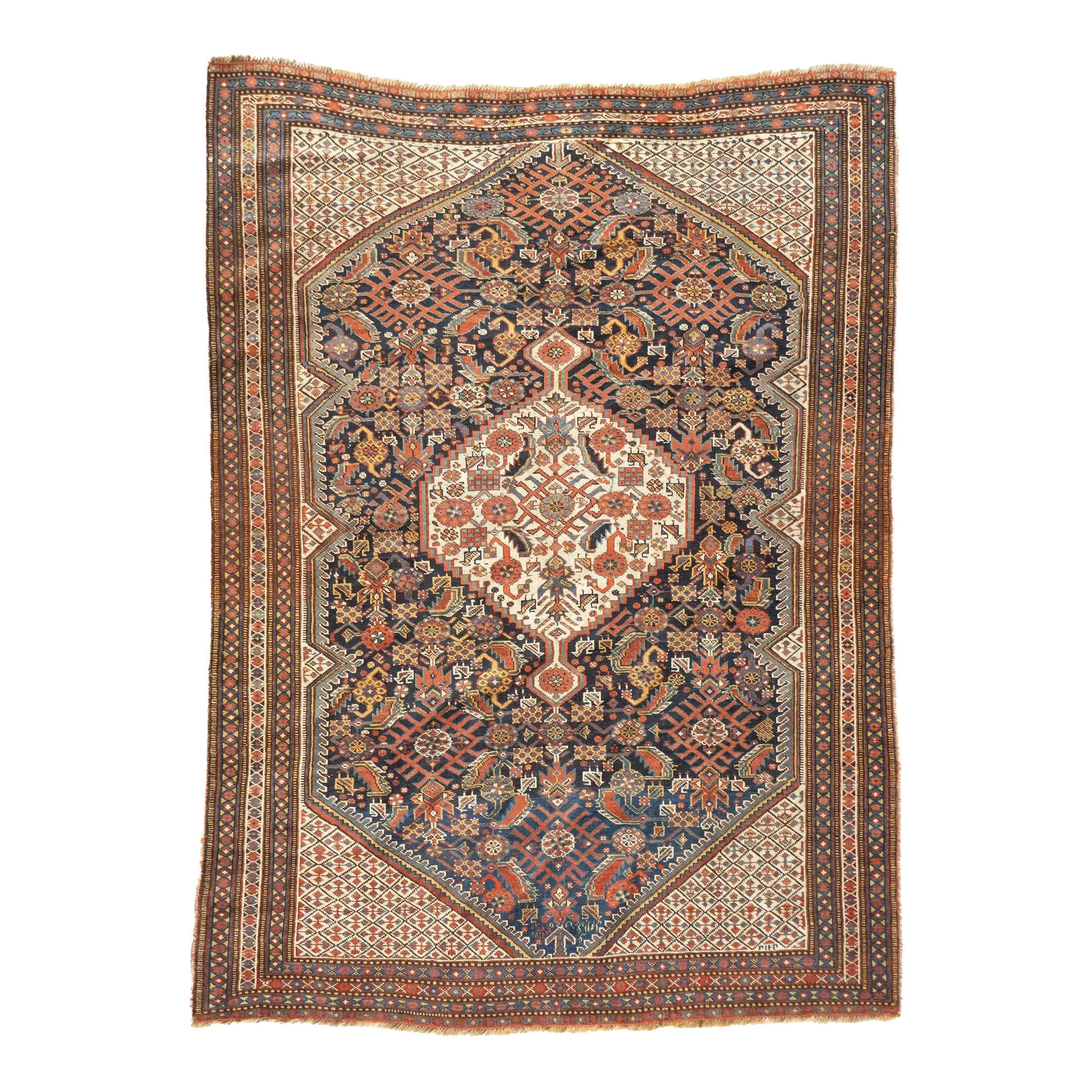 Antique Qashqai Rug 4'7'' x 6'3'' | Chairish