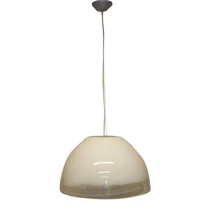 Mid-Century Modern Murano Pendant White-Clear Glass Lamp