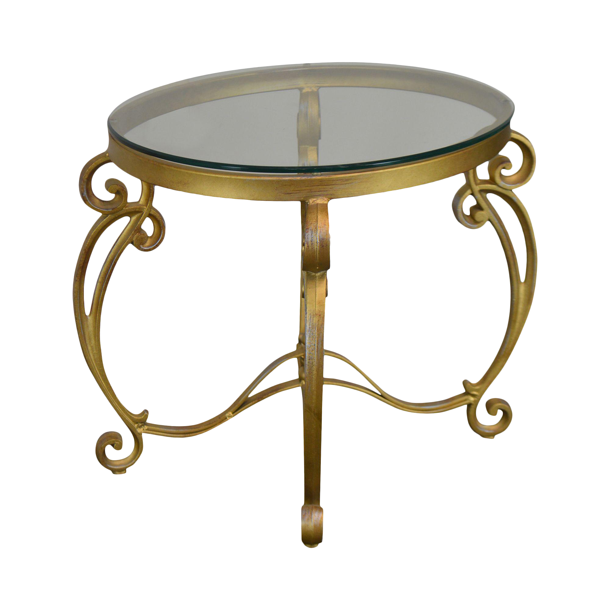 Rococo Style Gilt Metal Scrolled Base Glass Top Side Table Chairish