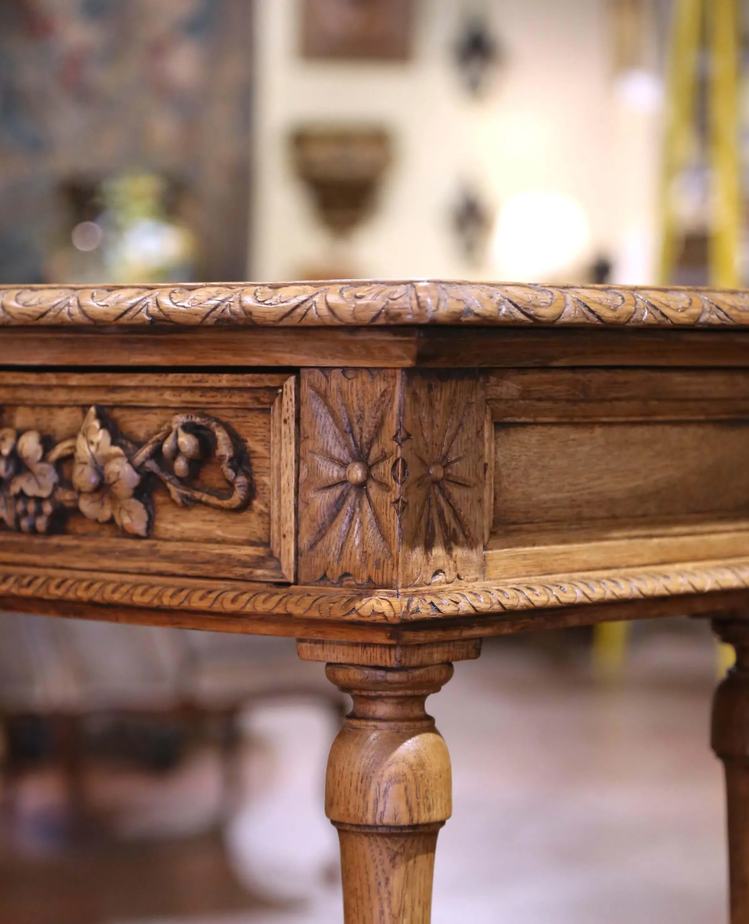 19th Century French Henri II Carved Oak Console Table Server
