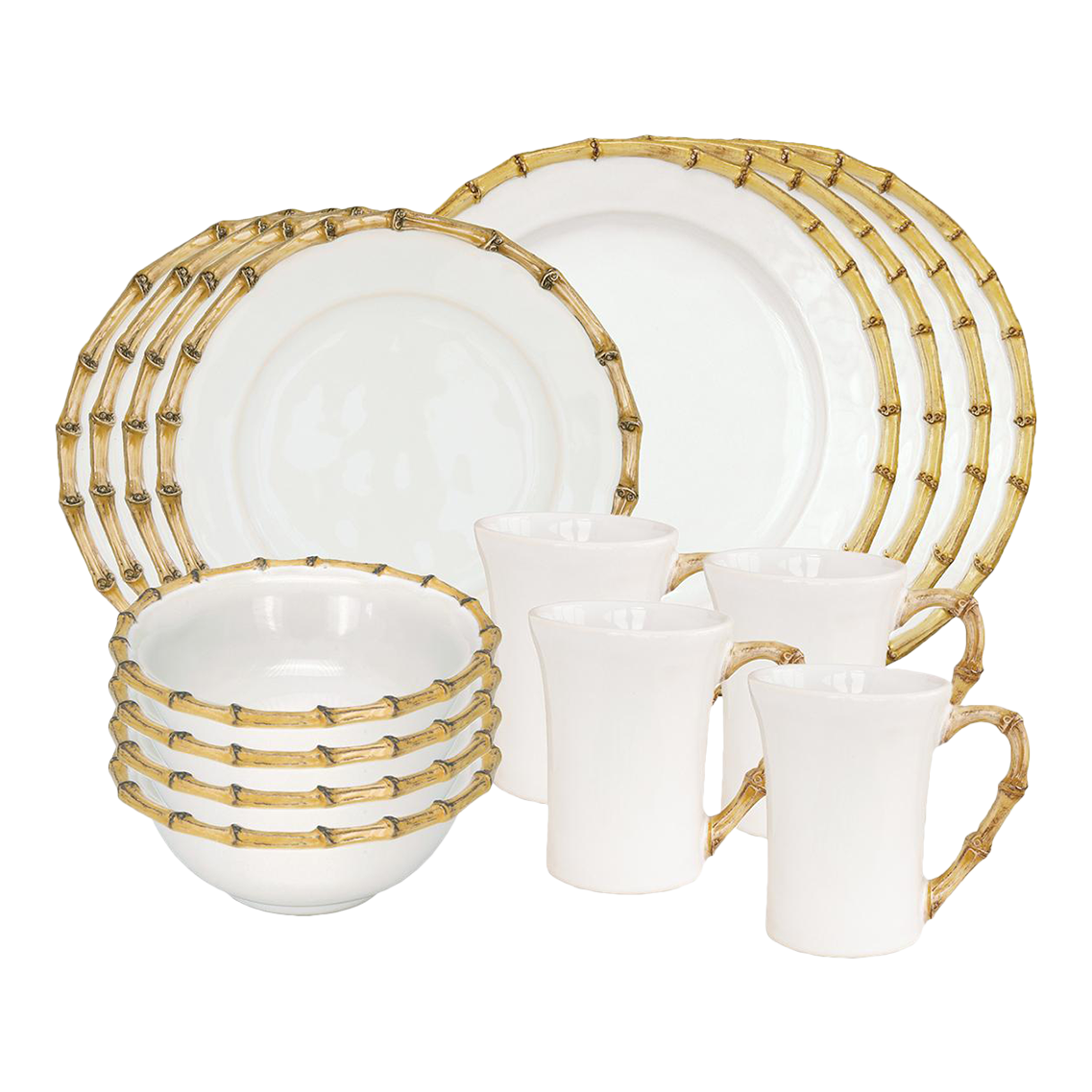 Juliska Bamboo Natural Service for Four Dinnerware Set 16 Pieces