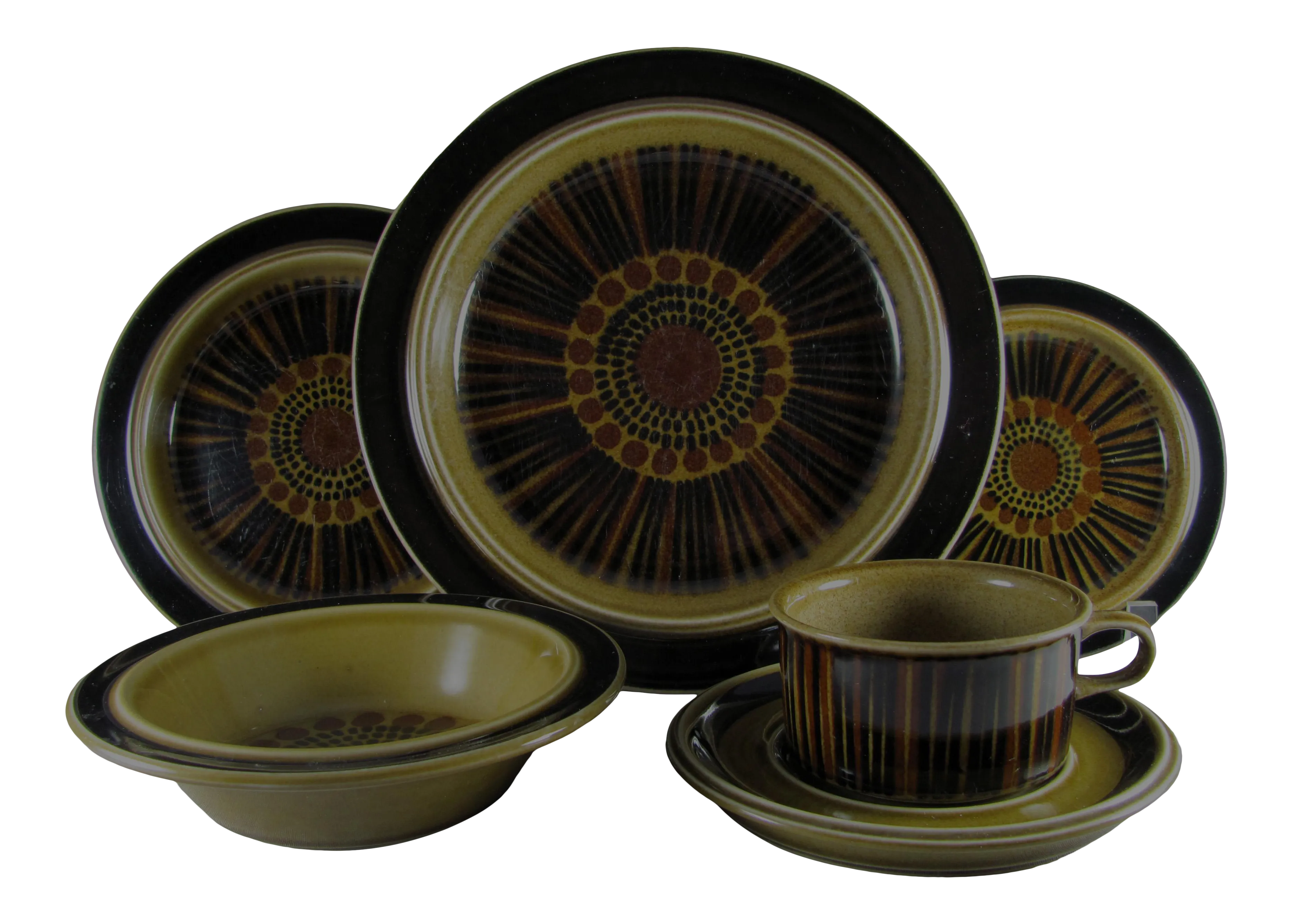 1960s Arabia of Finland Kosmos Handpainted Service for 4 1960s Arabia of Finland Kosmos Handpainted Service for 4