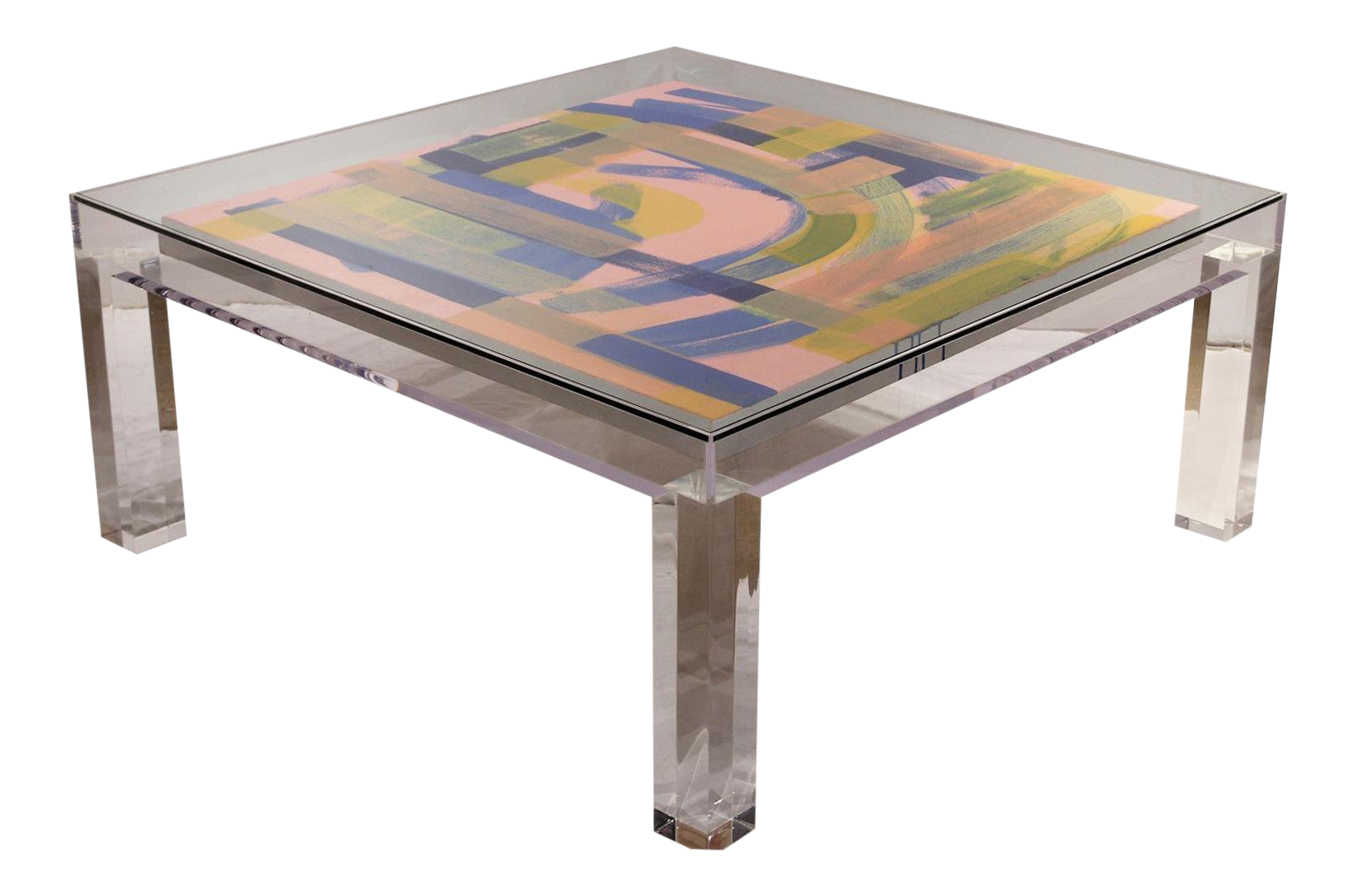 Custom Modern Glass Top Clear Lucite Display Coffee Table Chairish
