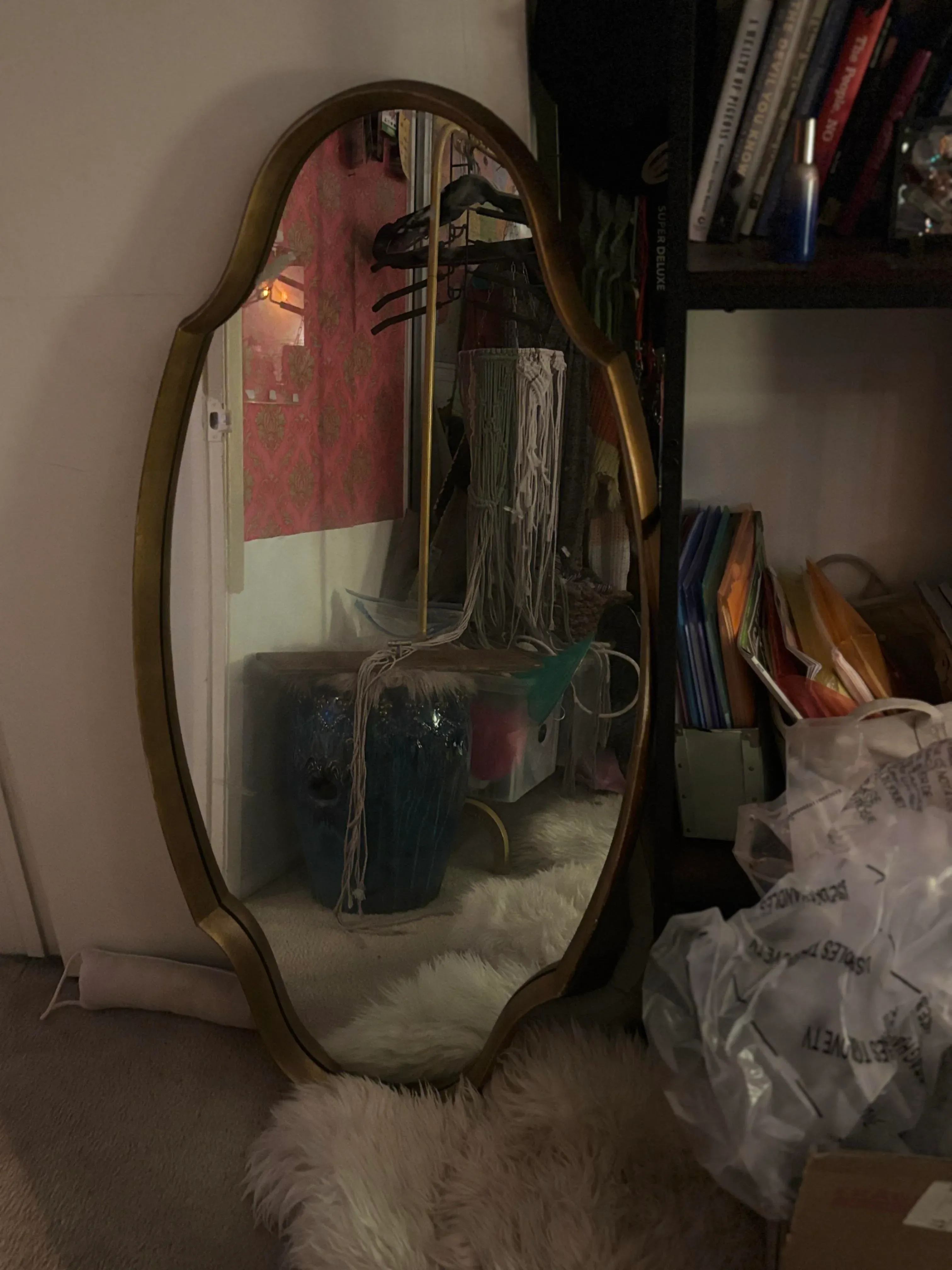 Mid 20th Century Turner Manufacturing Company Scalloped, Gold, Solid Wood, Full Length Mirror