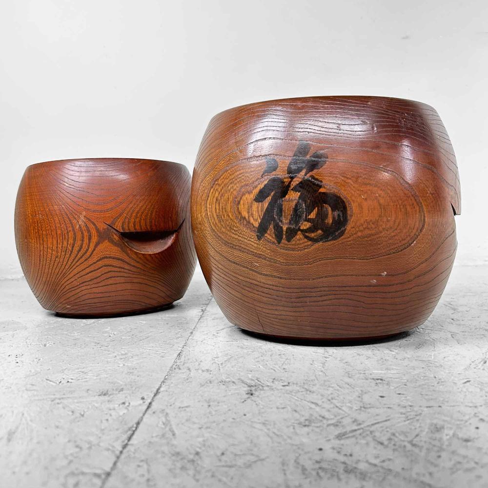 Japanese Wooden Hibachi, 1920s, Set of 2