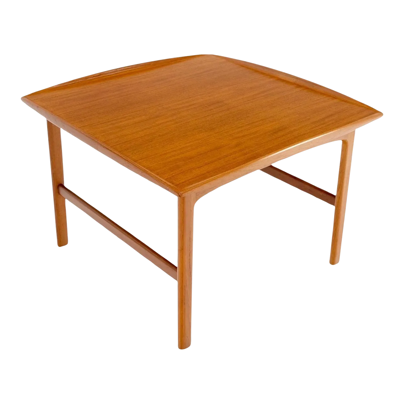 1970s Danish MidCentury Modern Teak Square Rolled Edges Coffee Table