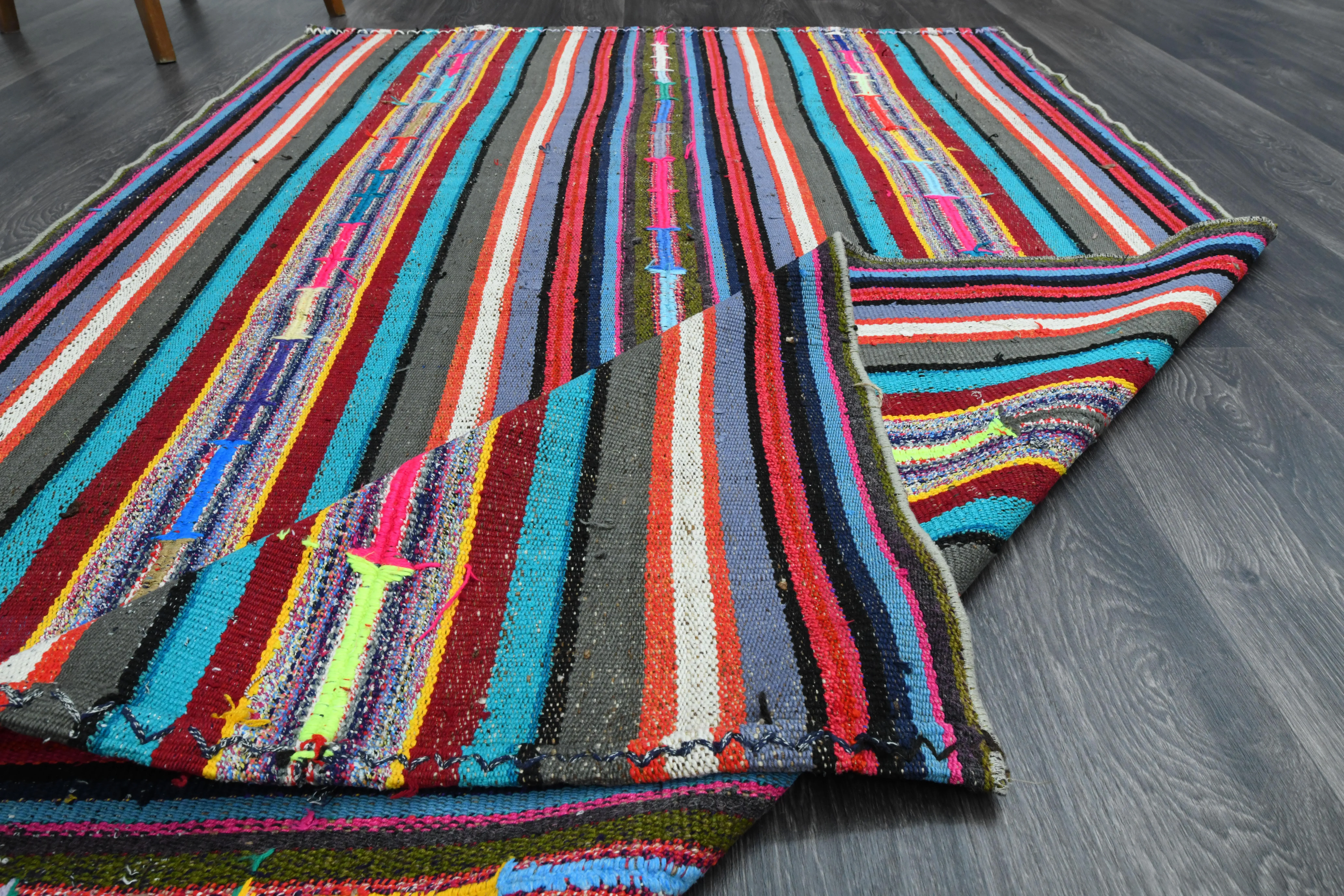 1970s Vintage Turkish Oushak Handmade Wool Cotton Purple Area Rug