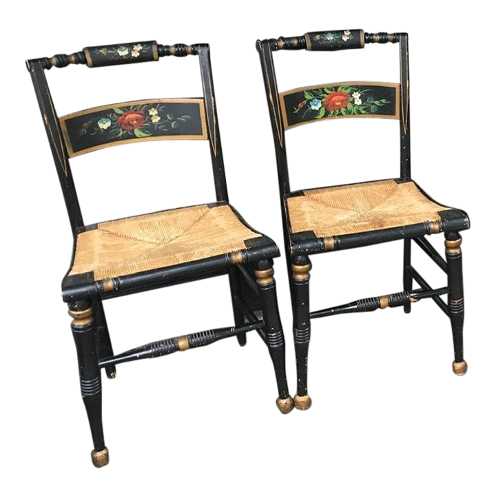 Vintage L. Hitchcock Hand Painted Chairs Set of 4 Chairish