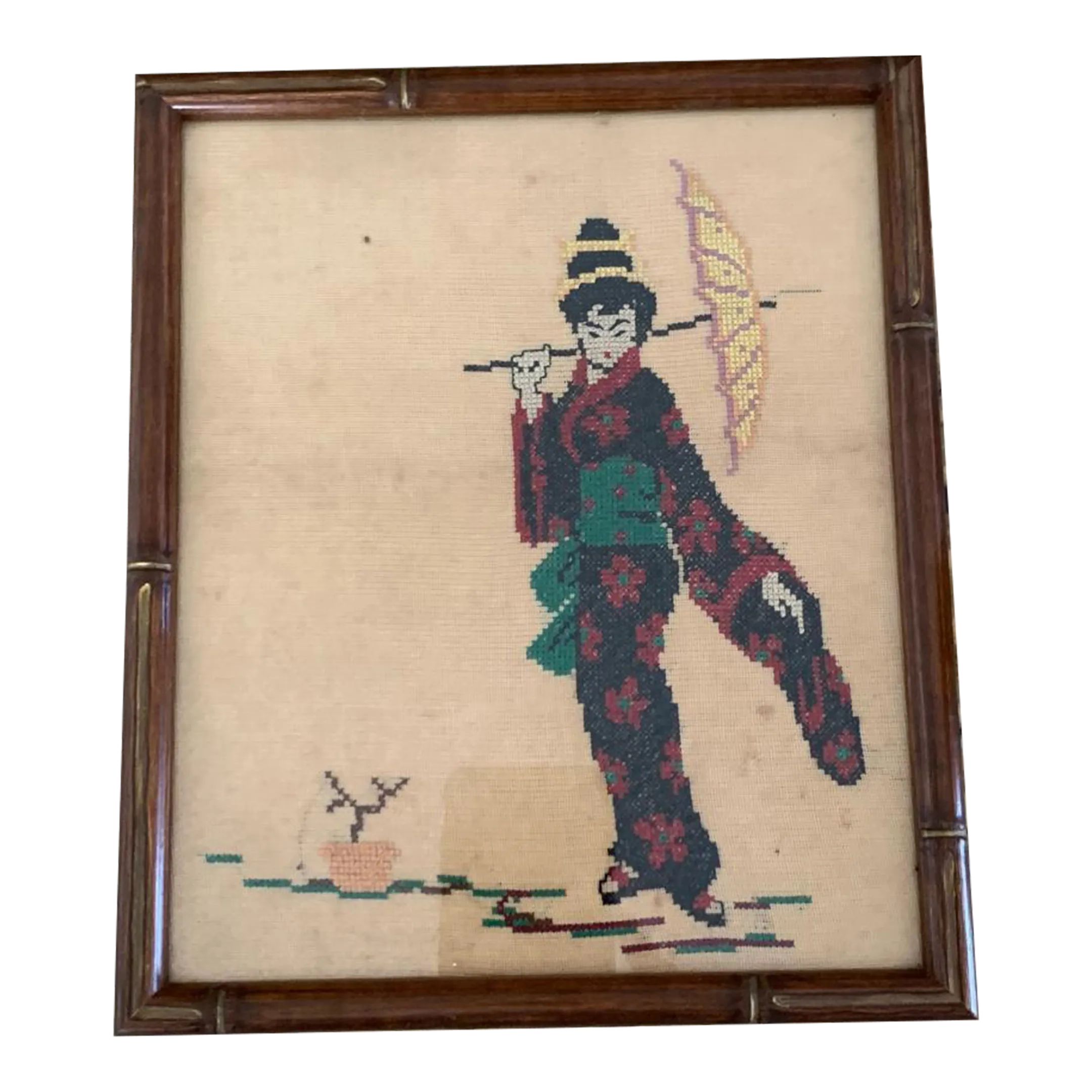 1940s The Umbrella Maiden Needlepoint