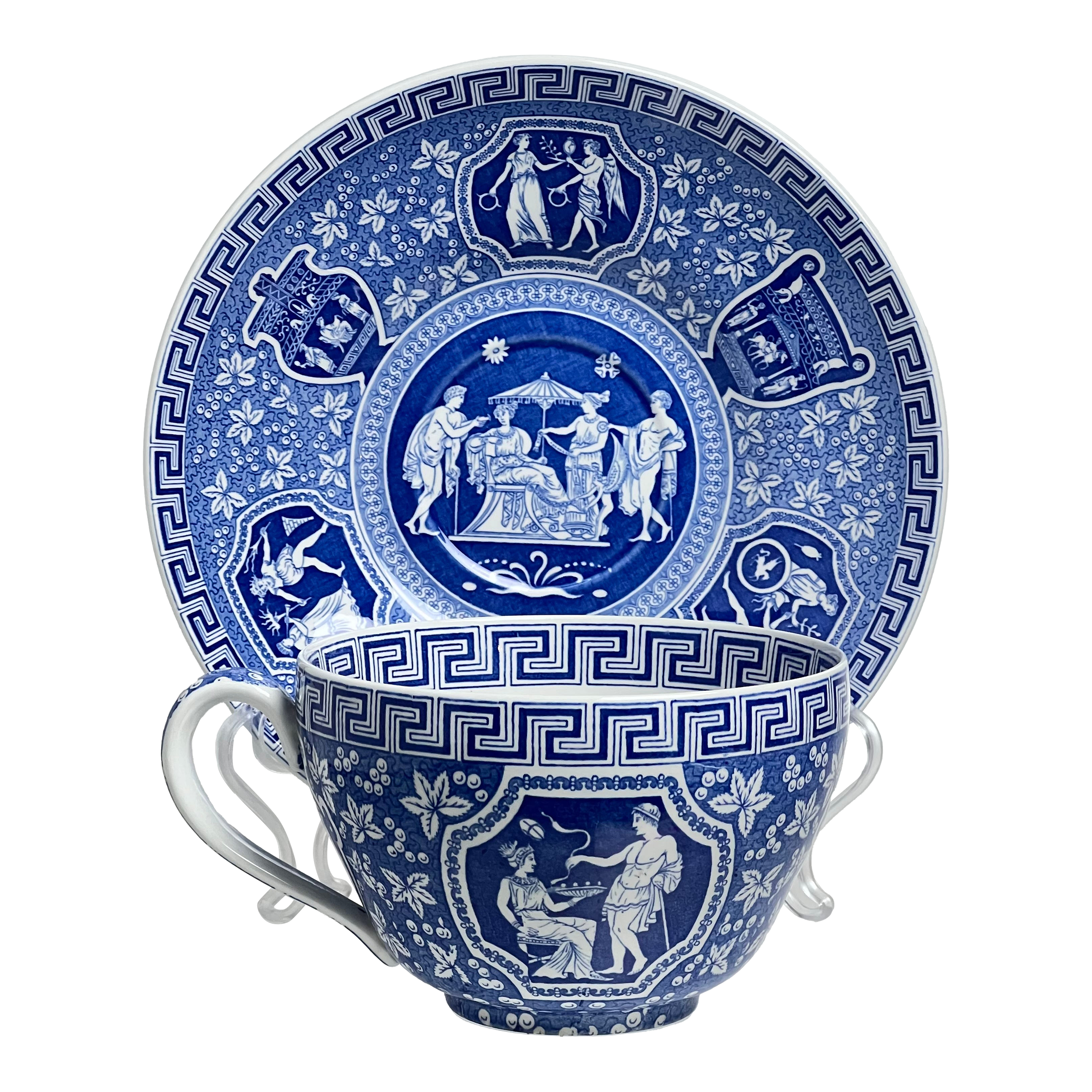 Vintage Spode Blue Room Collection, Greek Jumbo Cup & Saucer
