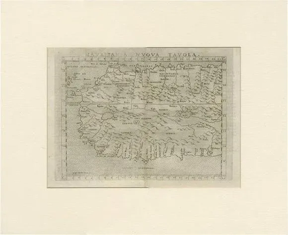 Antique Map of Mauritania Africa by G. Ruscelli, 1574
