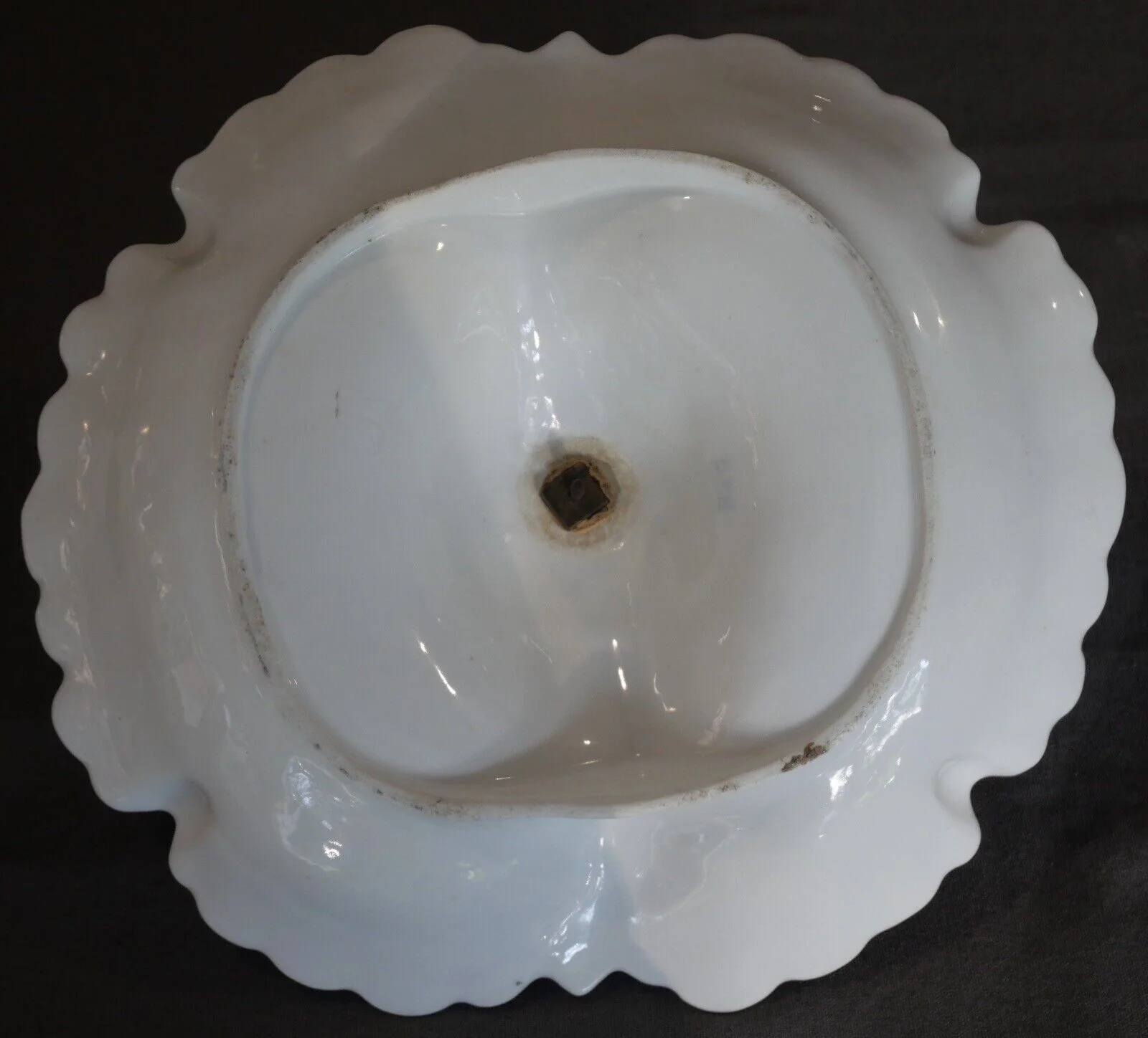 Circa 1880 Danish Victorian Art Nouveau Bing & Grondahl Porcelain Gilded Leaf Motifs Tidbit Server With Figural Onion Handle