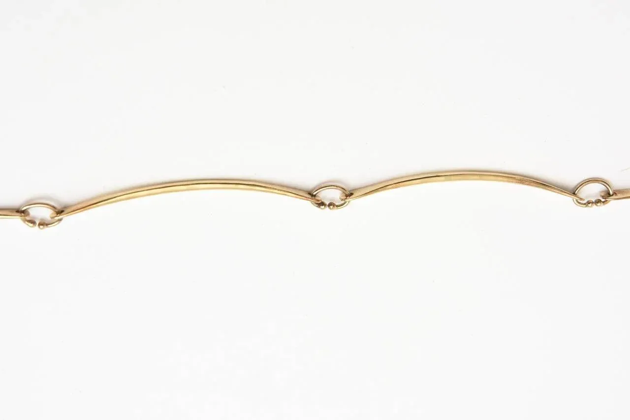 Vintage Gold Wash Over Sterling Silver Sculptural Modernist Signed Artisan Necklace