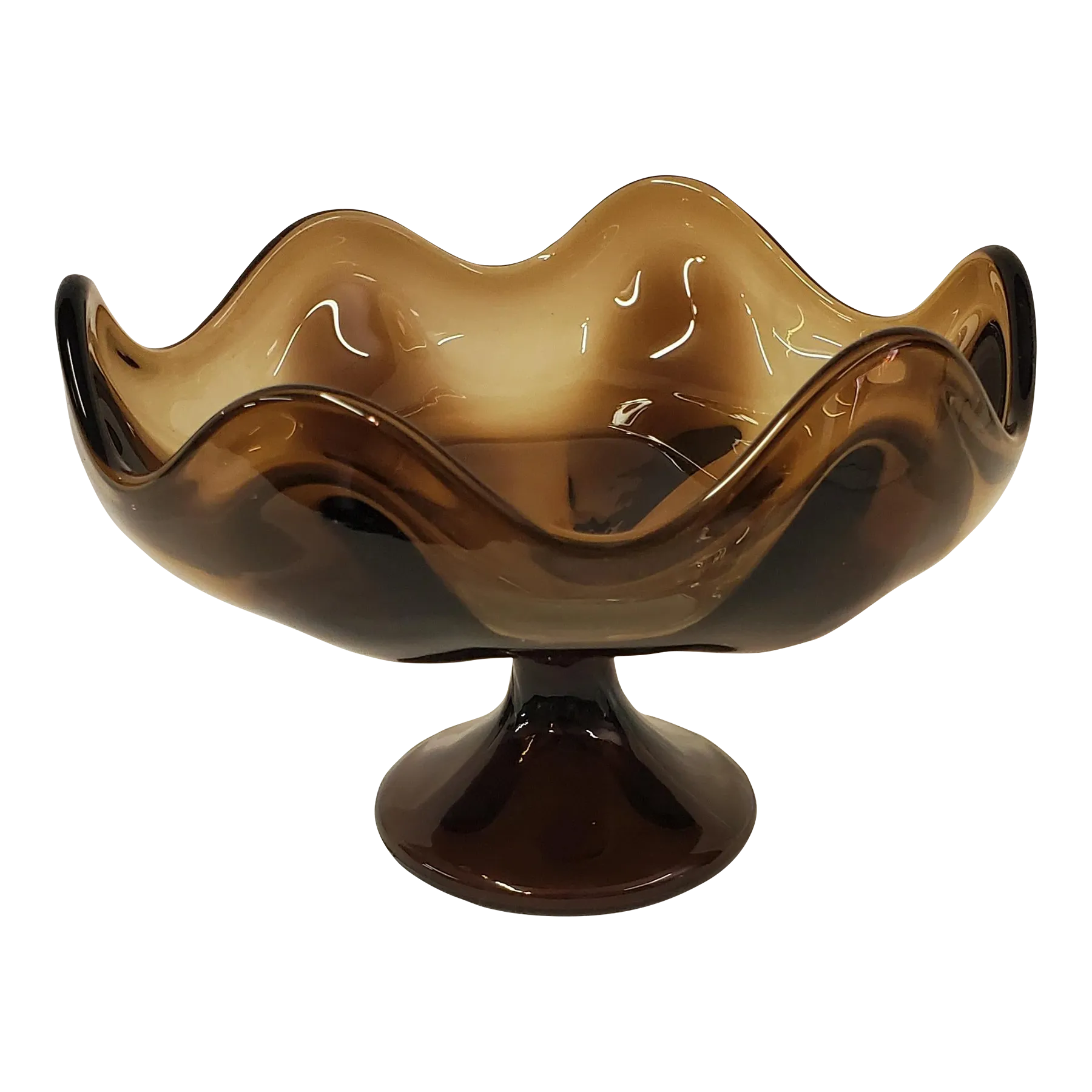 Viking Glass Bluenique 6 Petal Handkerchief Pedestal Vase