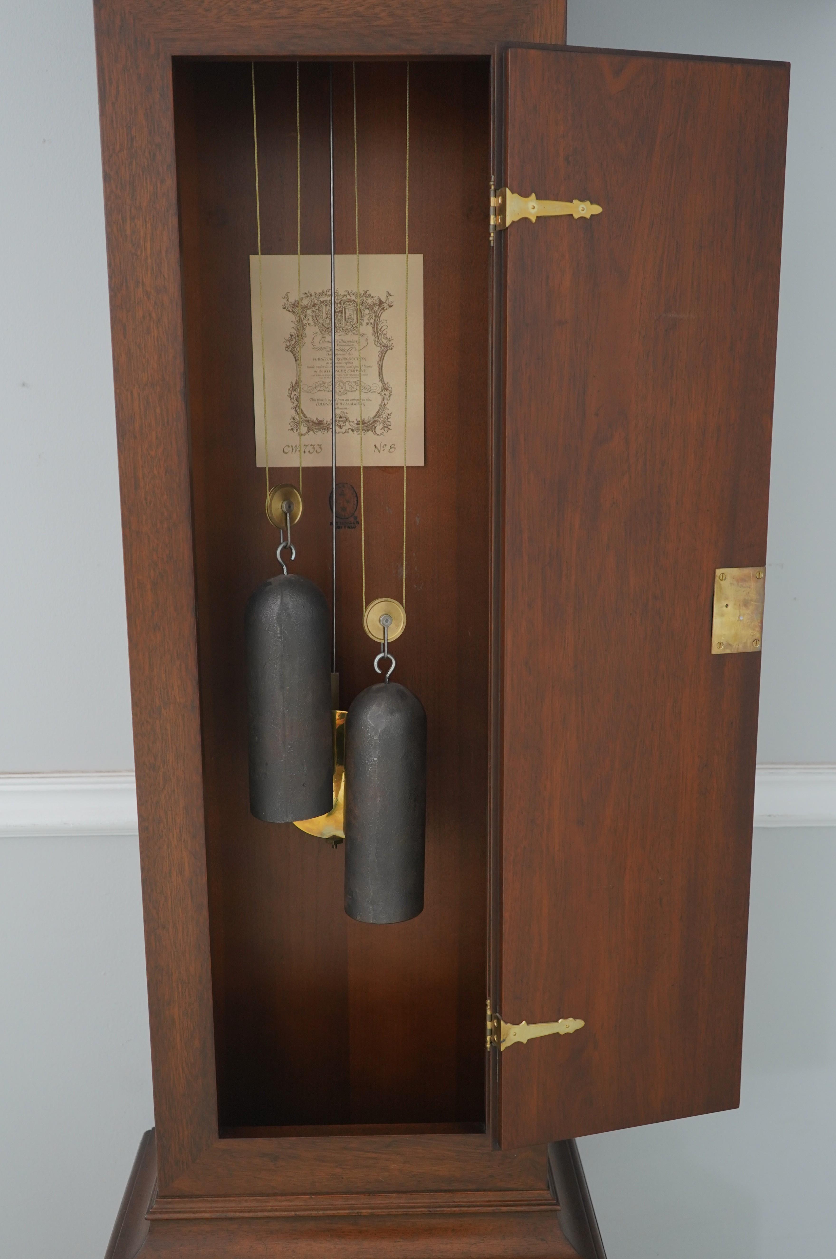 Kittinger Colonial Williamsburg Cw-733 Mahogany Grandfather