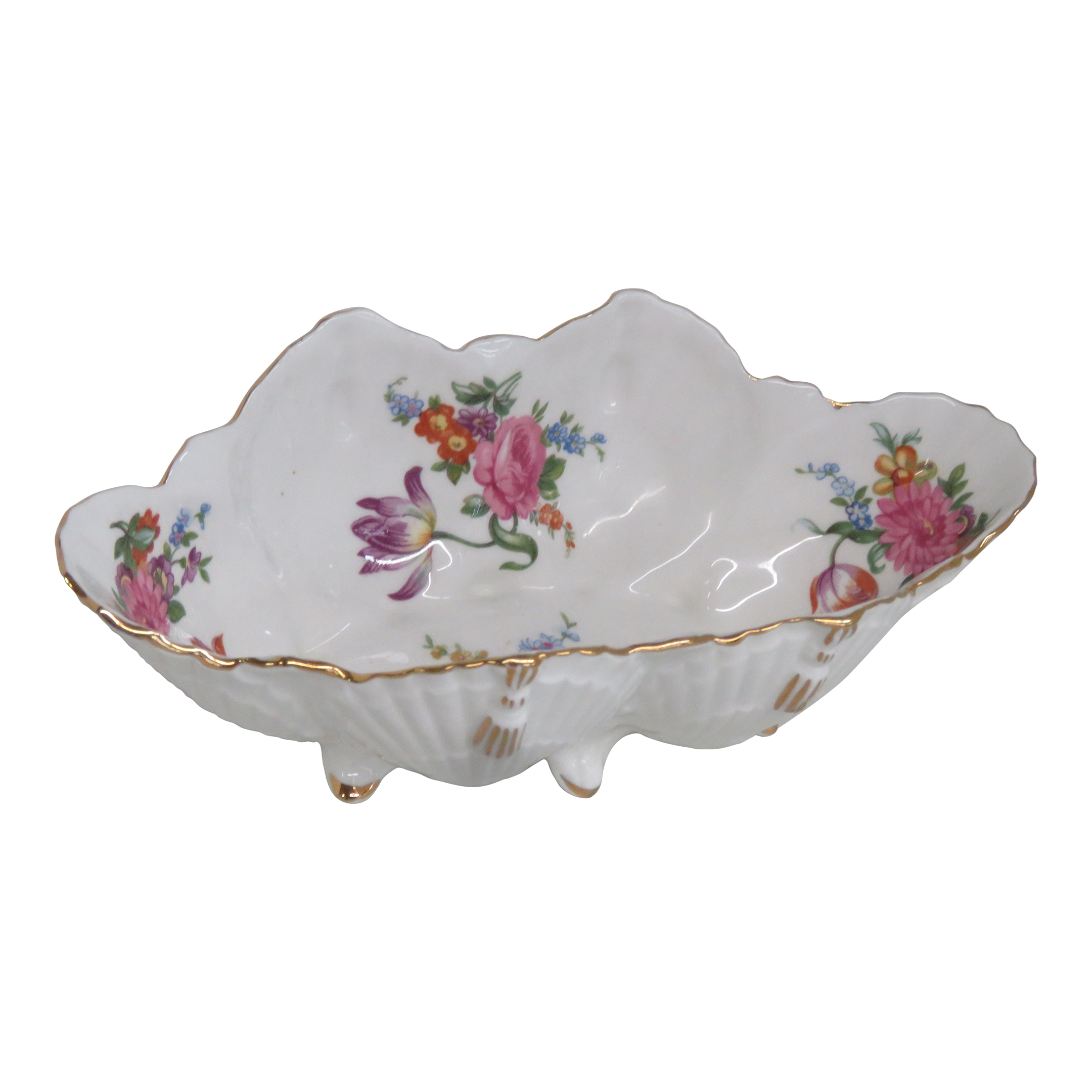Aynsley England Bone China Floral Footed Bowl Candy Dish 4534b