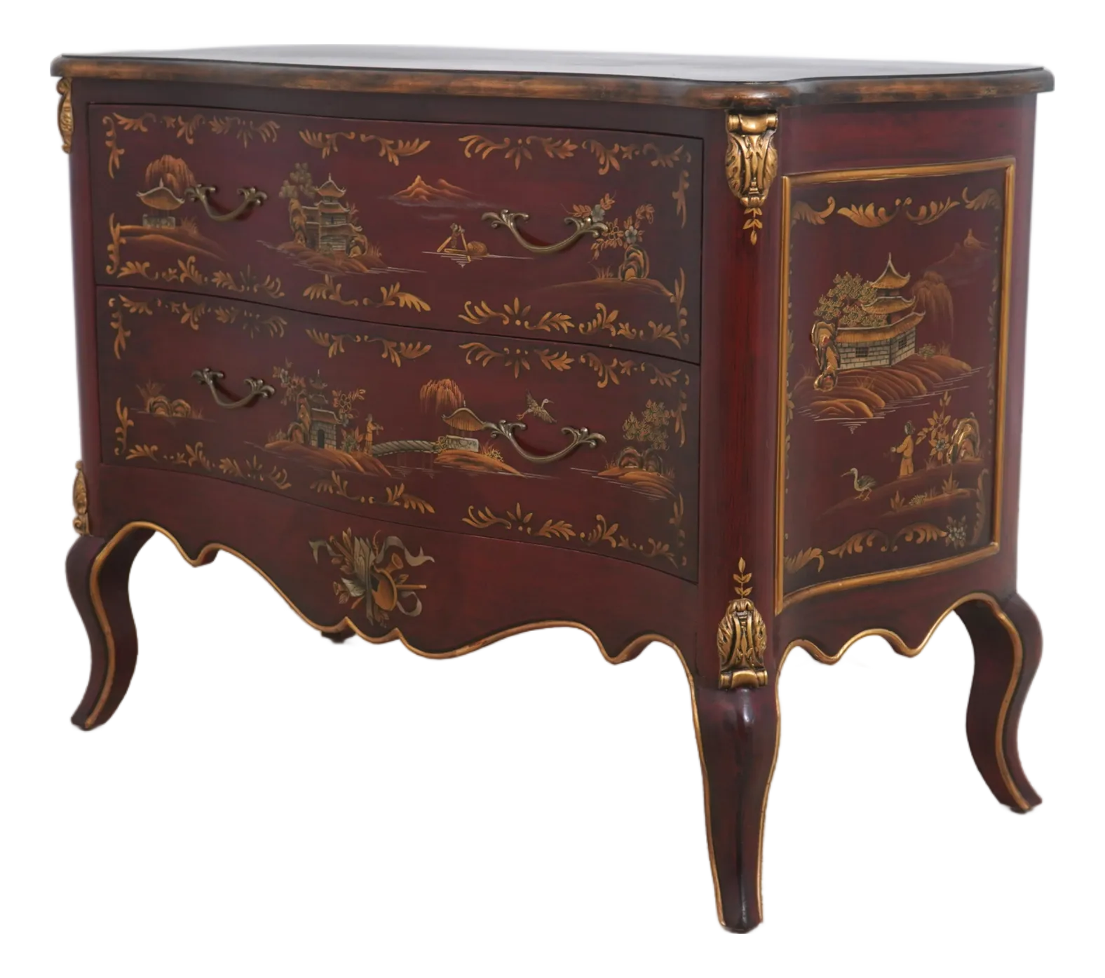 red and gold dresser Red And Gold Geometric Pattern Wooden Dresser – geometric d… – Menthome USA main image 0