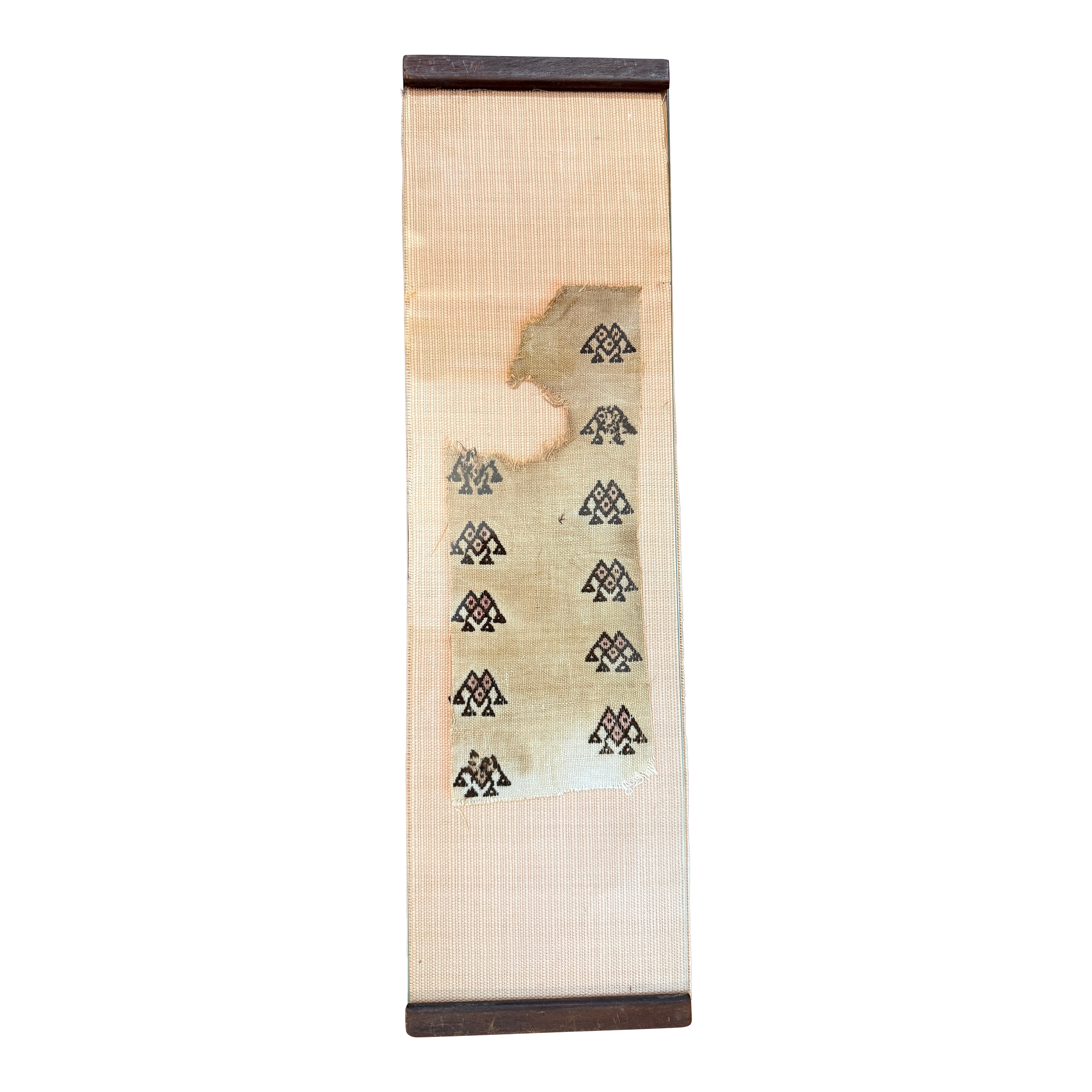 19th Century Block-Printed Linen Textile Study, Mounted Panel–Eastern Mediterranean/Anatolian C. 1860-1890