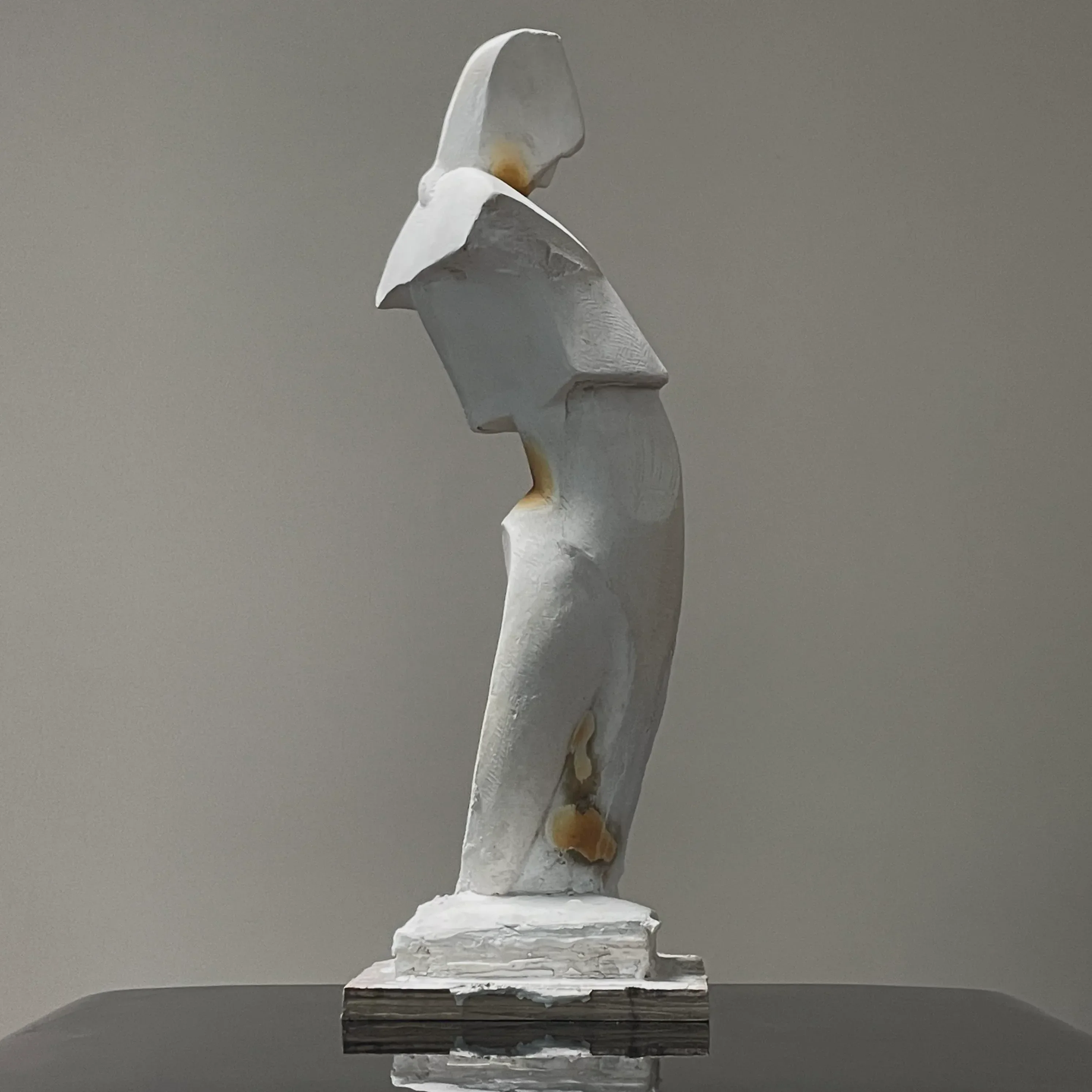Vintage Modernist Abstract Figurative Plaster Sculpture by
