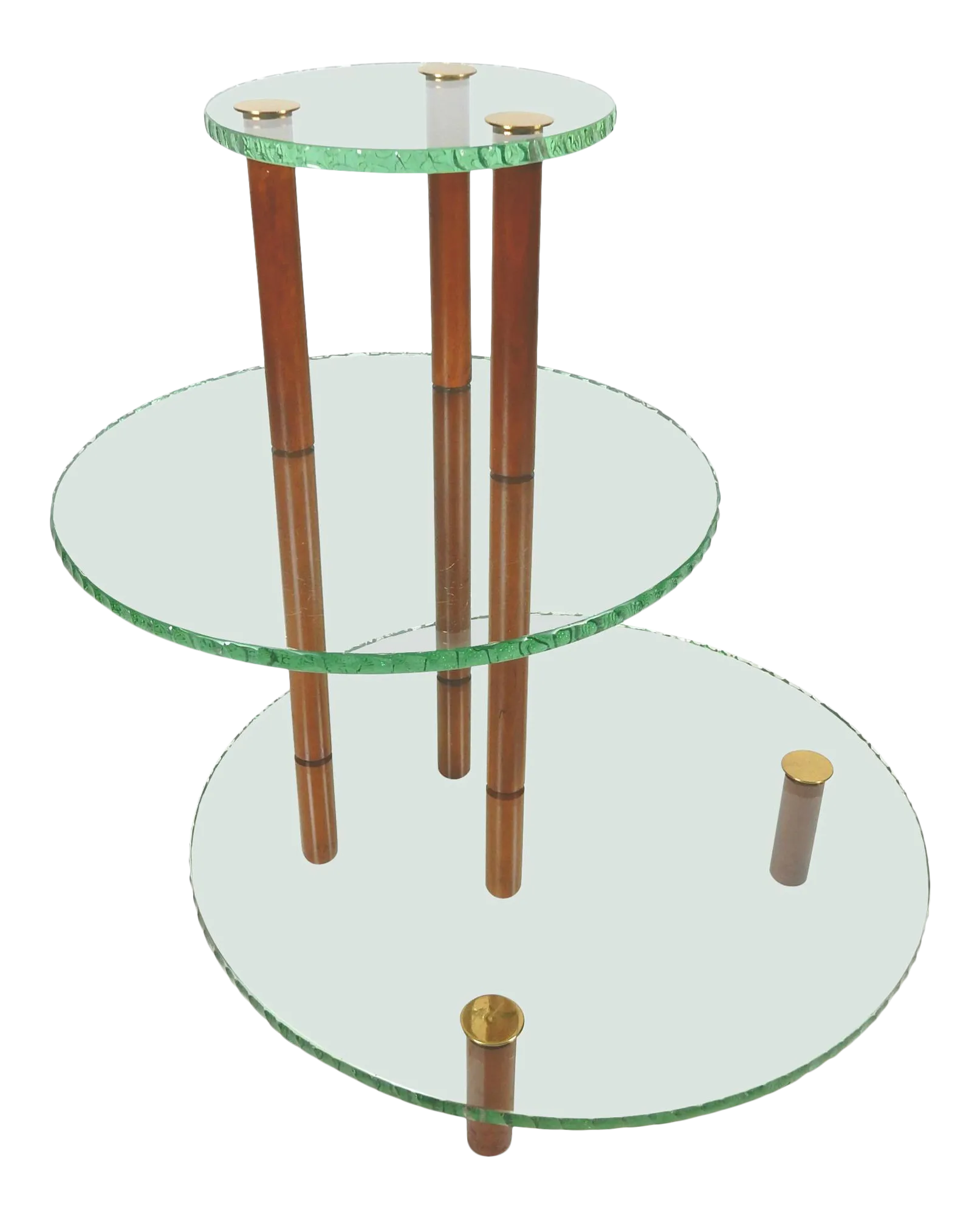 Mid Century Minimalist Fontana Arte 3Tier Chiseled Glass Bar Table