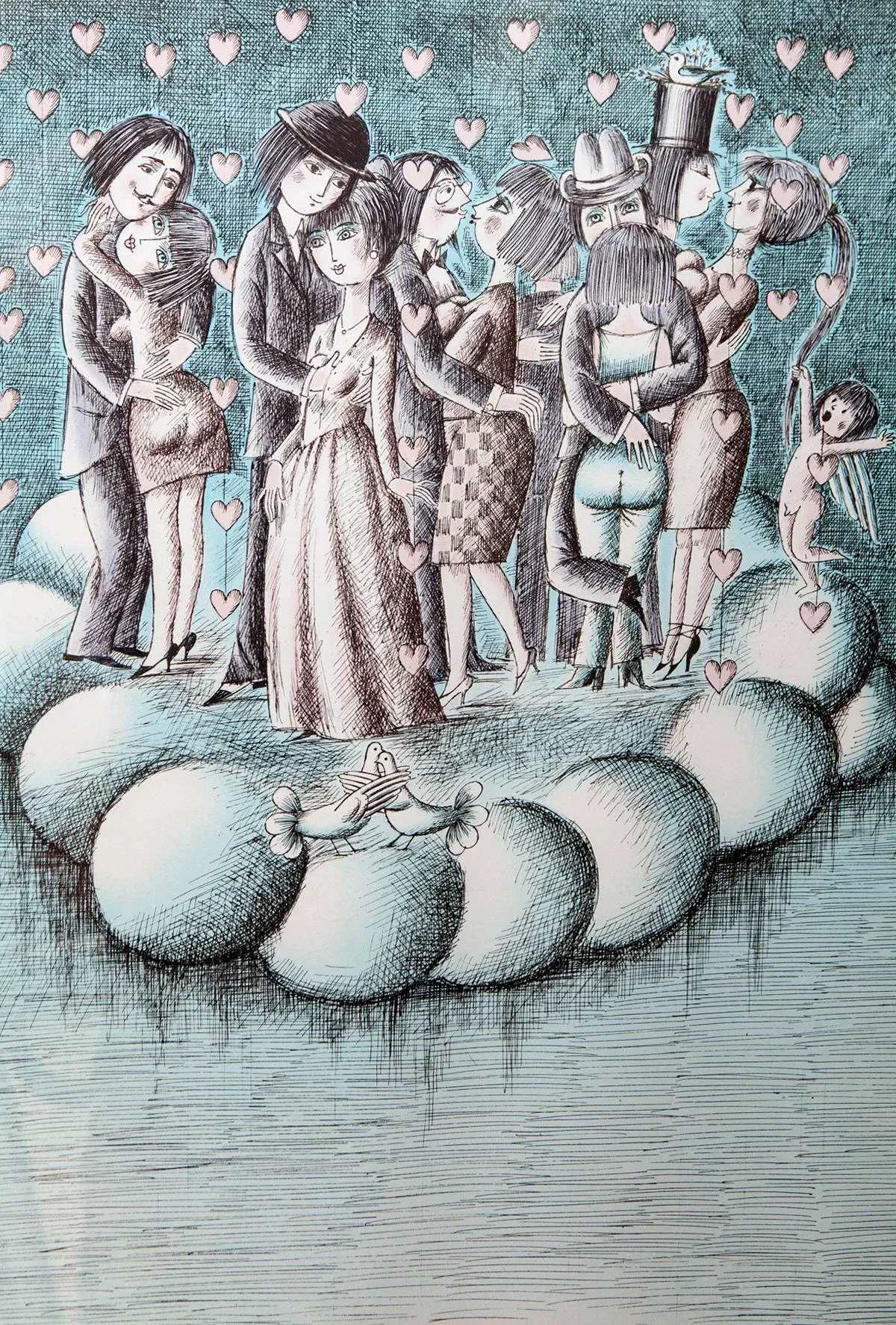 Mid 20th Century Raymond Peynet Limited Edition Framed Print