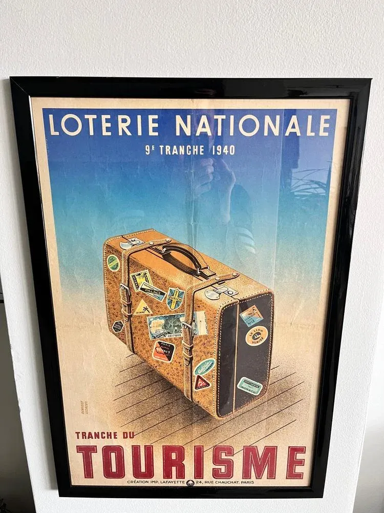 Original Poster Loterie Nationale 9E Tranche by Artist Derouet Lesacq, 1940s
