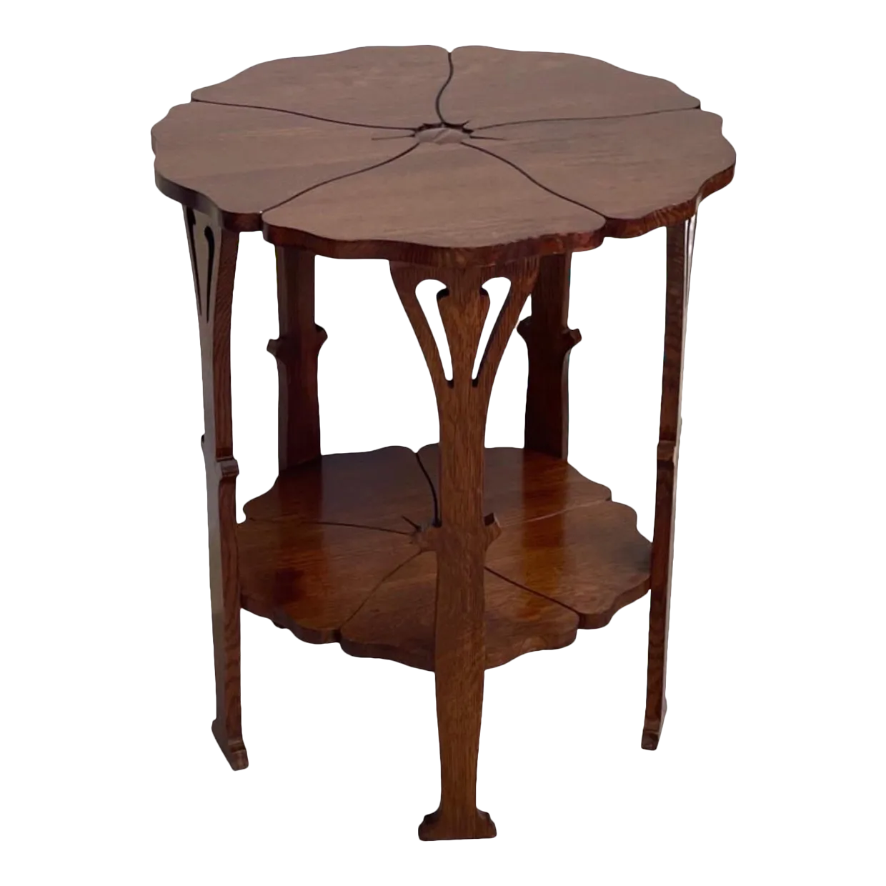 Early 1900s Antique Gustav Stickley Poppy Table With Floral Motif