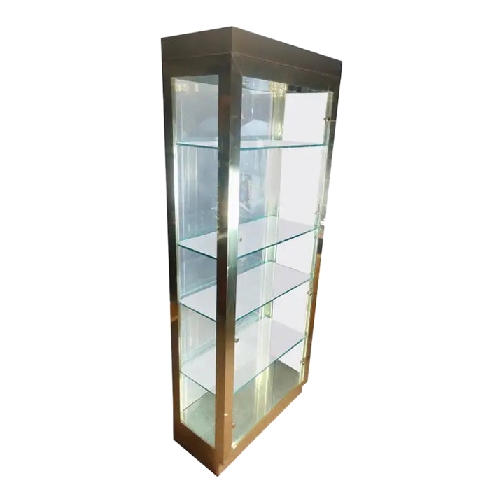 1980 Brass and Glass China Vitrene Display Cabinet, Manner of Mastercraft main image 8
