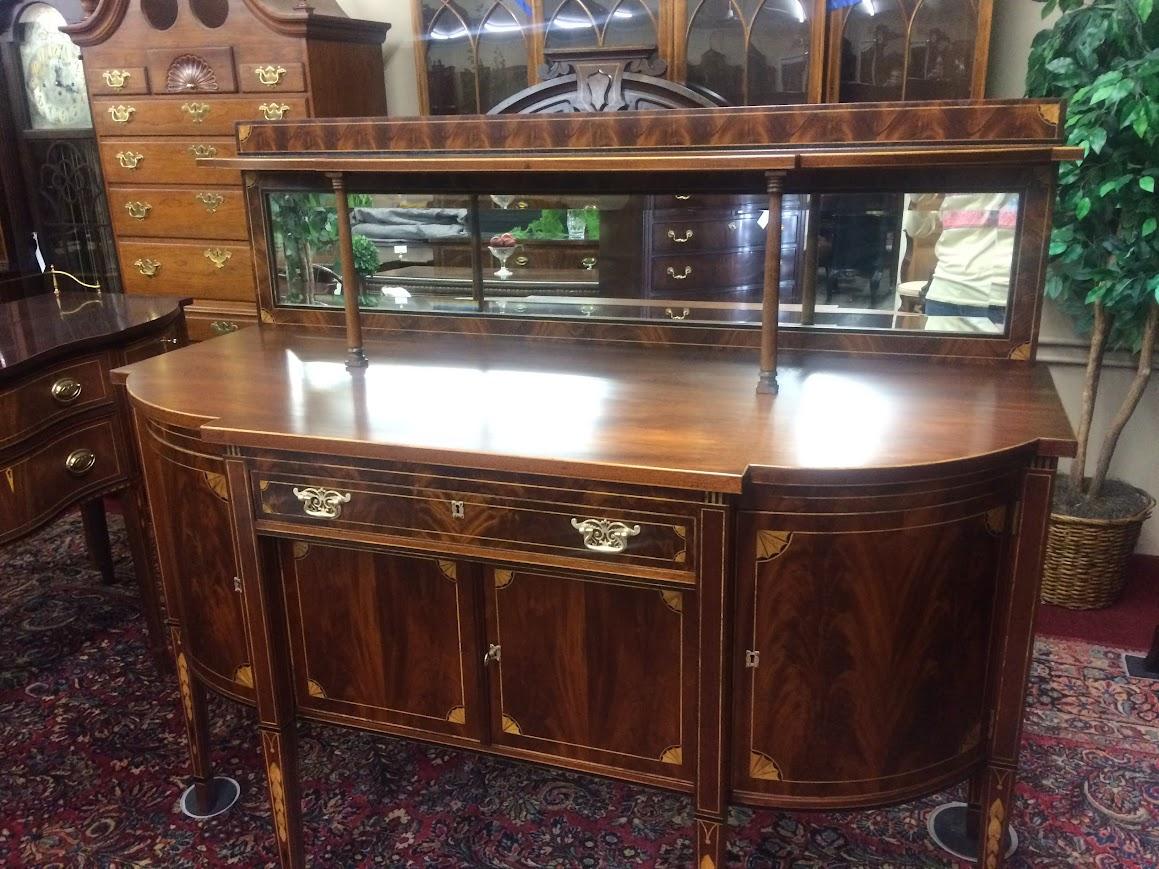 Antique Federal Sideboard, Antique Inlaid Buffet With Mirror