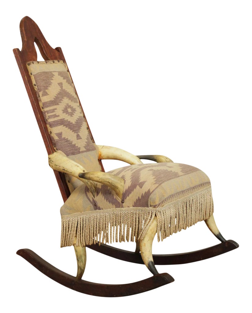 Antique South West Steer Horn Rocker, Rocking Chair | Chairish