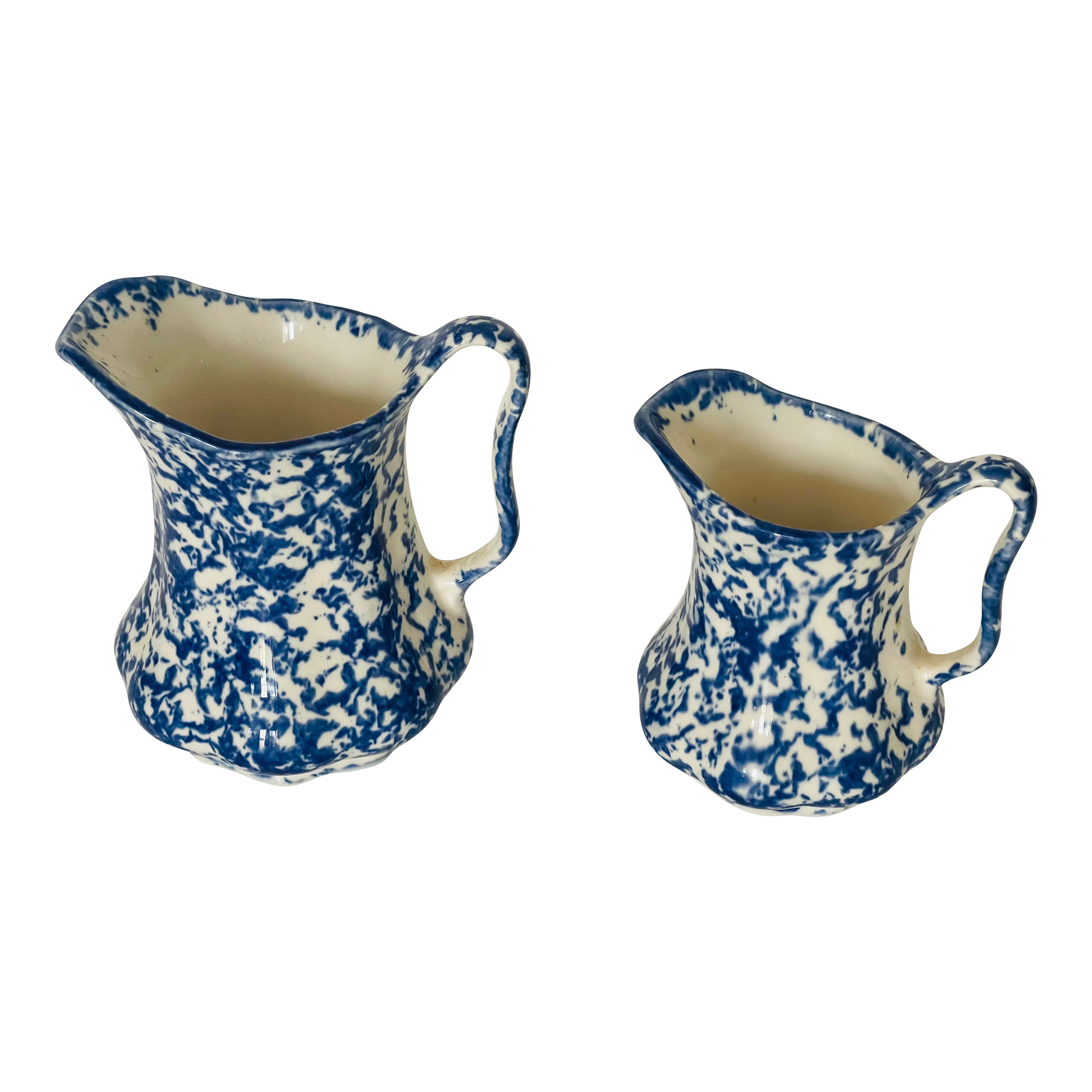 Pair Staffordshire England Spattered Jars