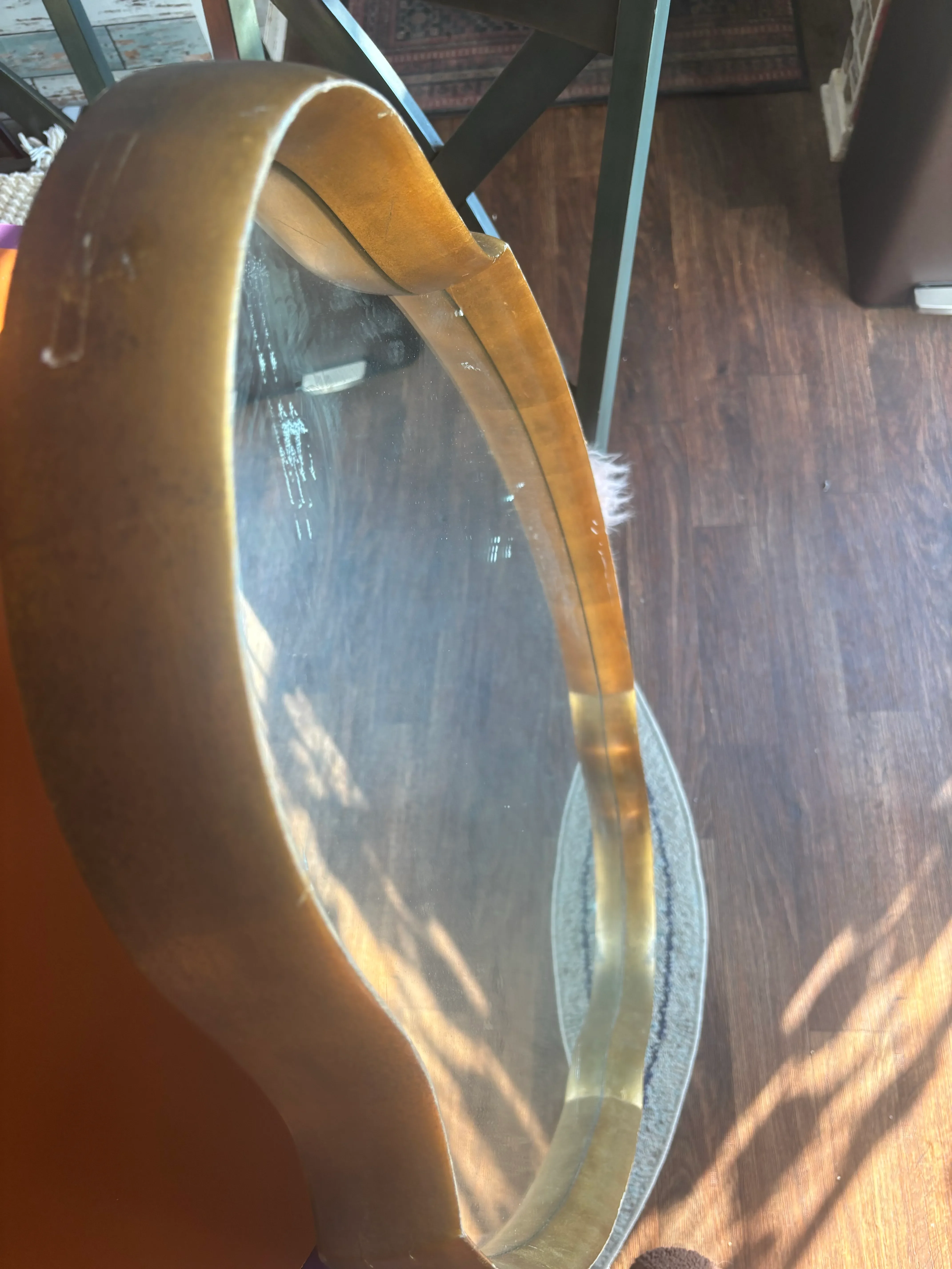 Mid 20th Century Turner Manufacturing Company Scalloped, Gold, Solid Wood, Full Length Mirror