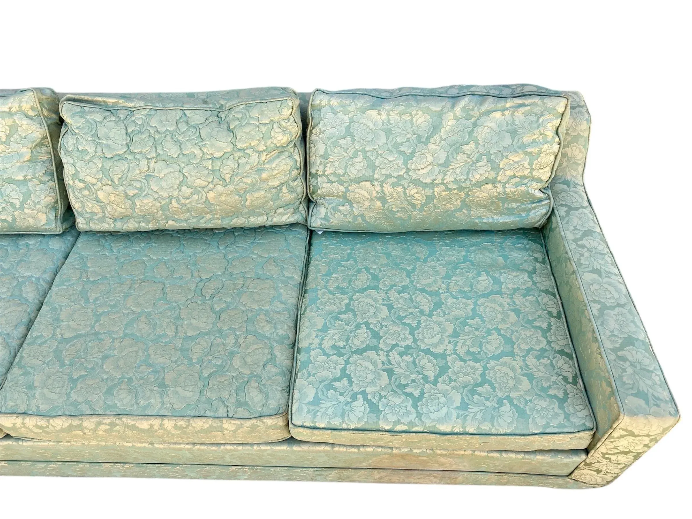 1960s Mid Century Modern Extra Long Low Profile Sofa With Quilted