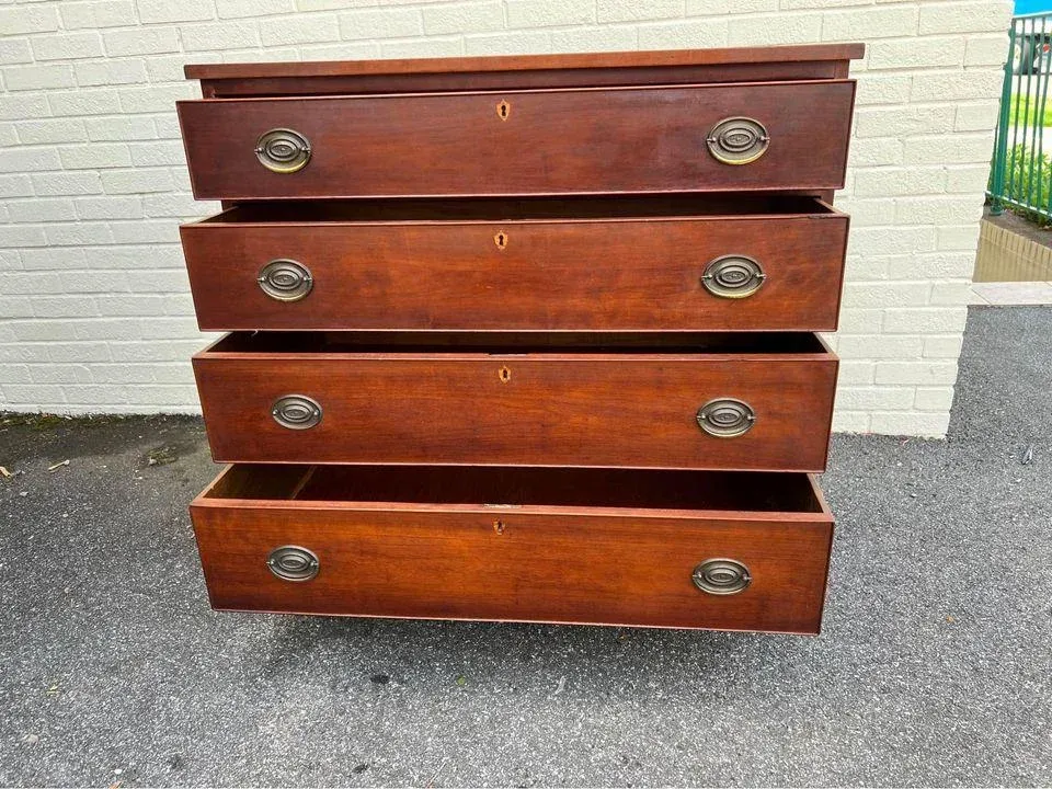 Early 20th Century Antique Federal Style Solid Cherry Dresser.