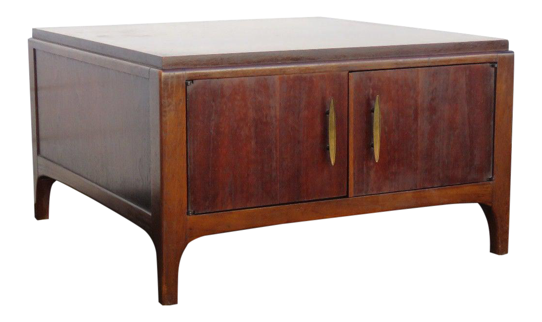 Mid Century Walnut Large Side Nightstand Coffee Table Nightstand by