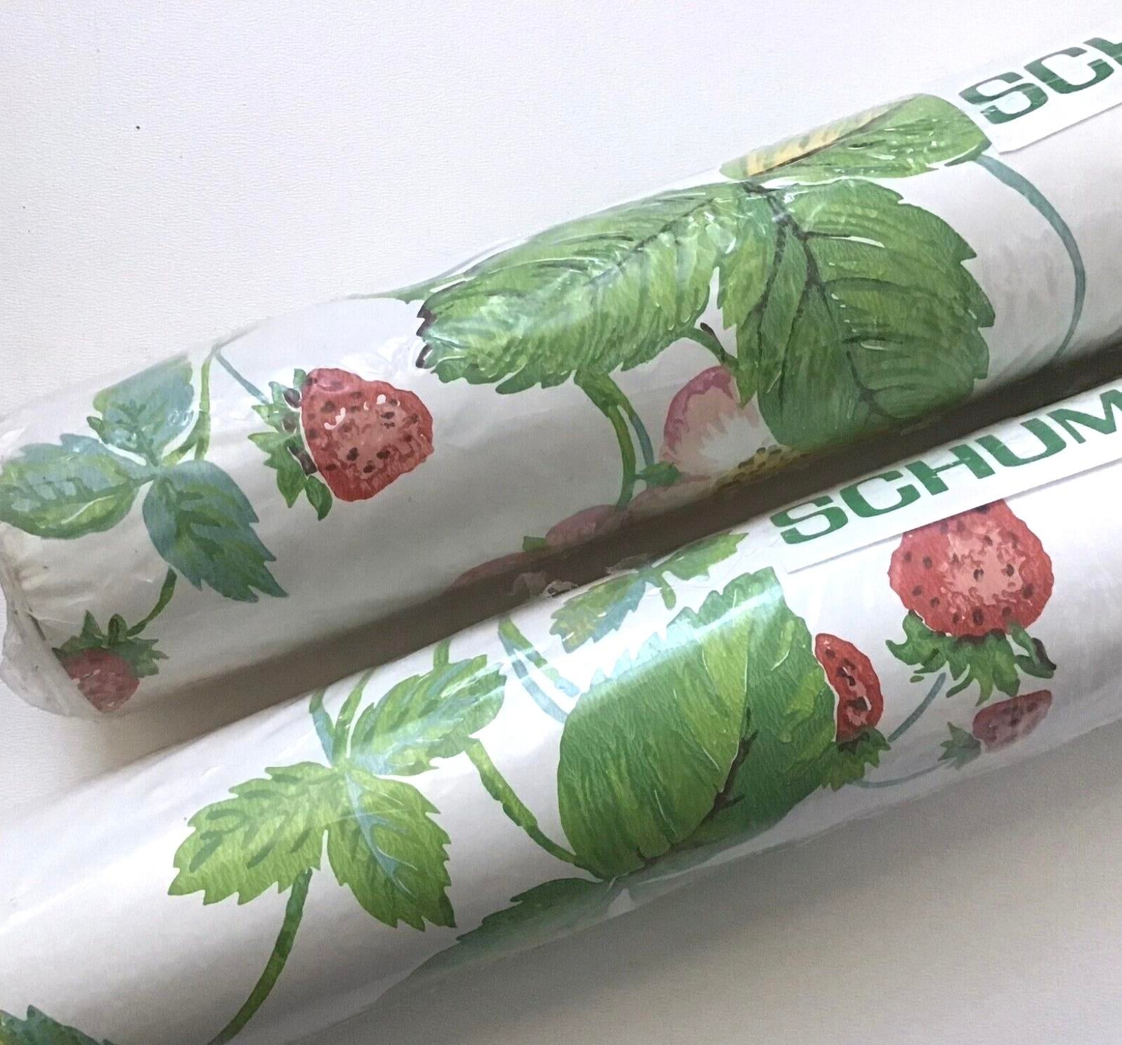 Schumacher X Wedgewood Wild Strawberry Wallpaper, Wedgewood
